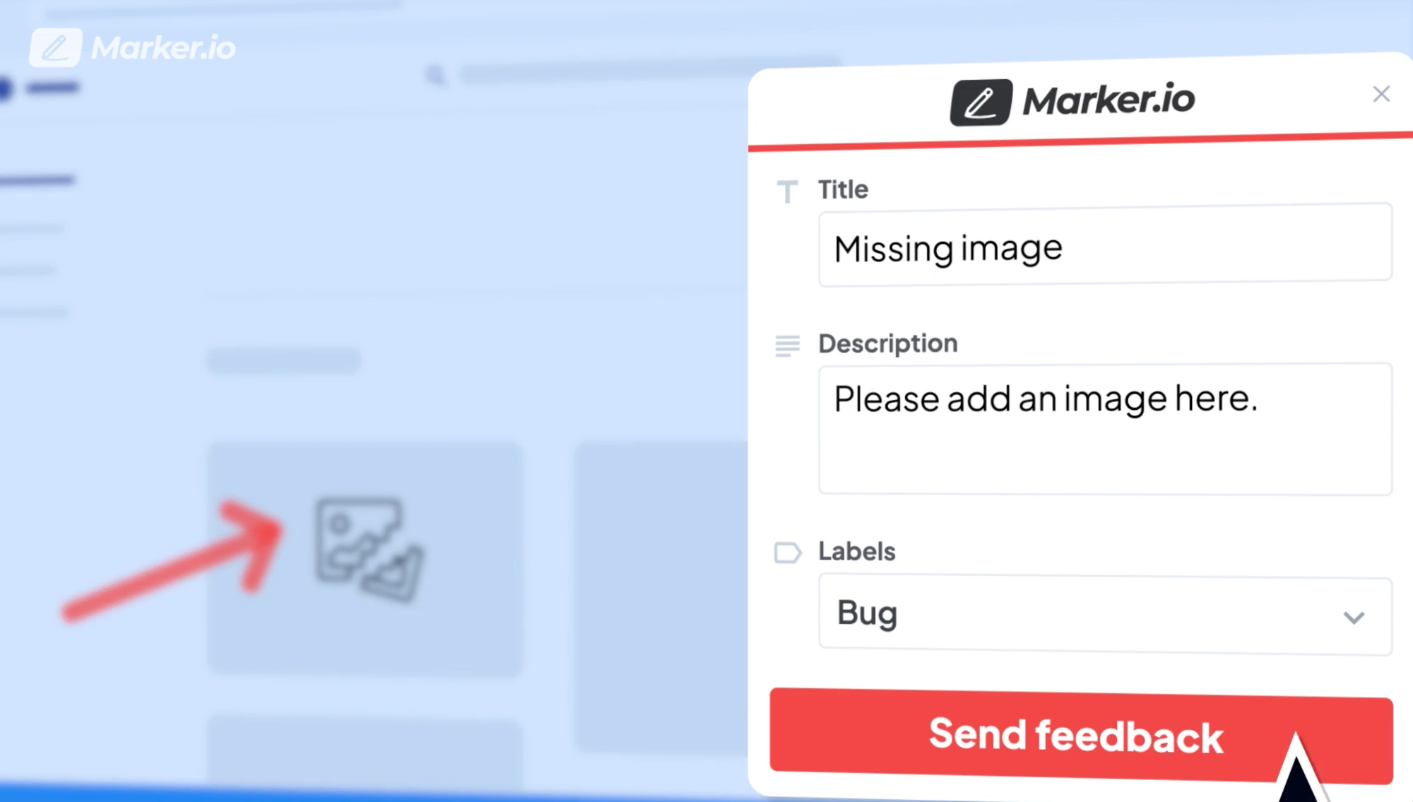 Marker.io website feedback widget.