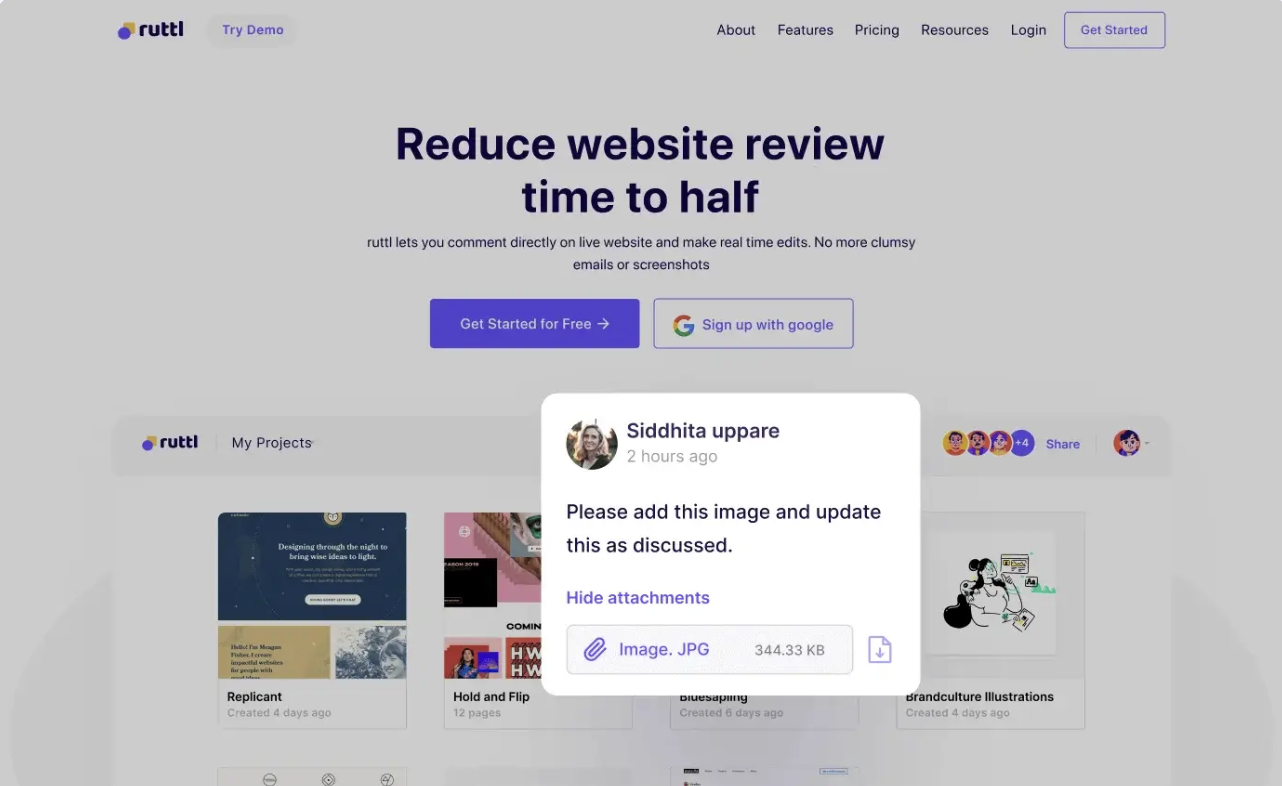 Ruttl website feedback widget.