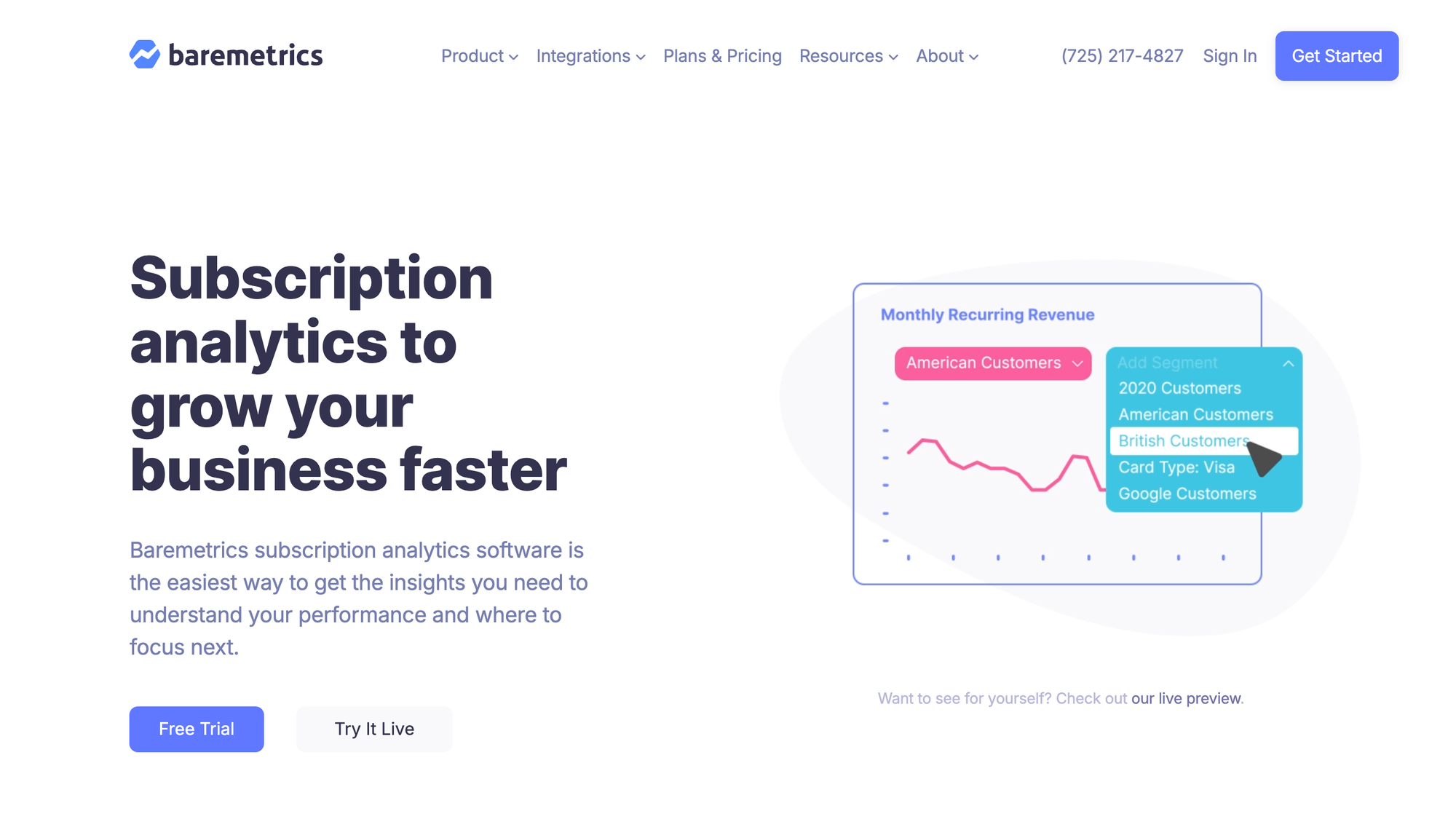 Product-led growth tool: Baremetrics