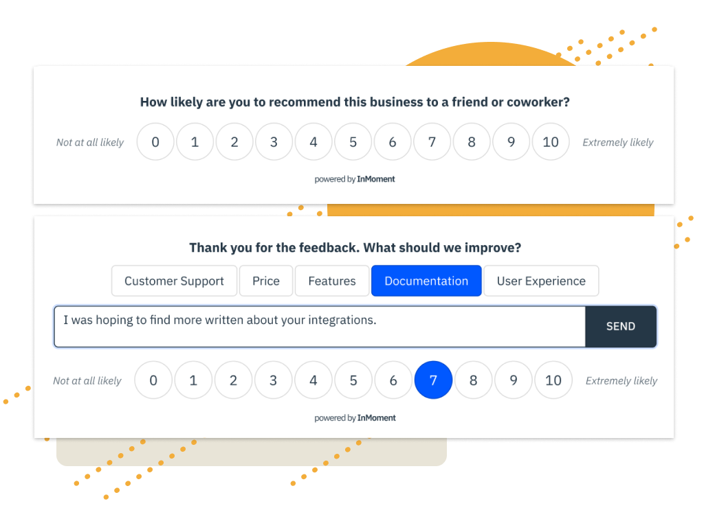 Wootric website feedback widget.