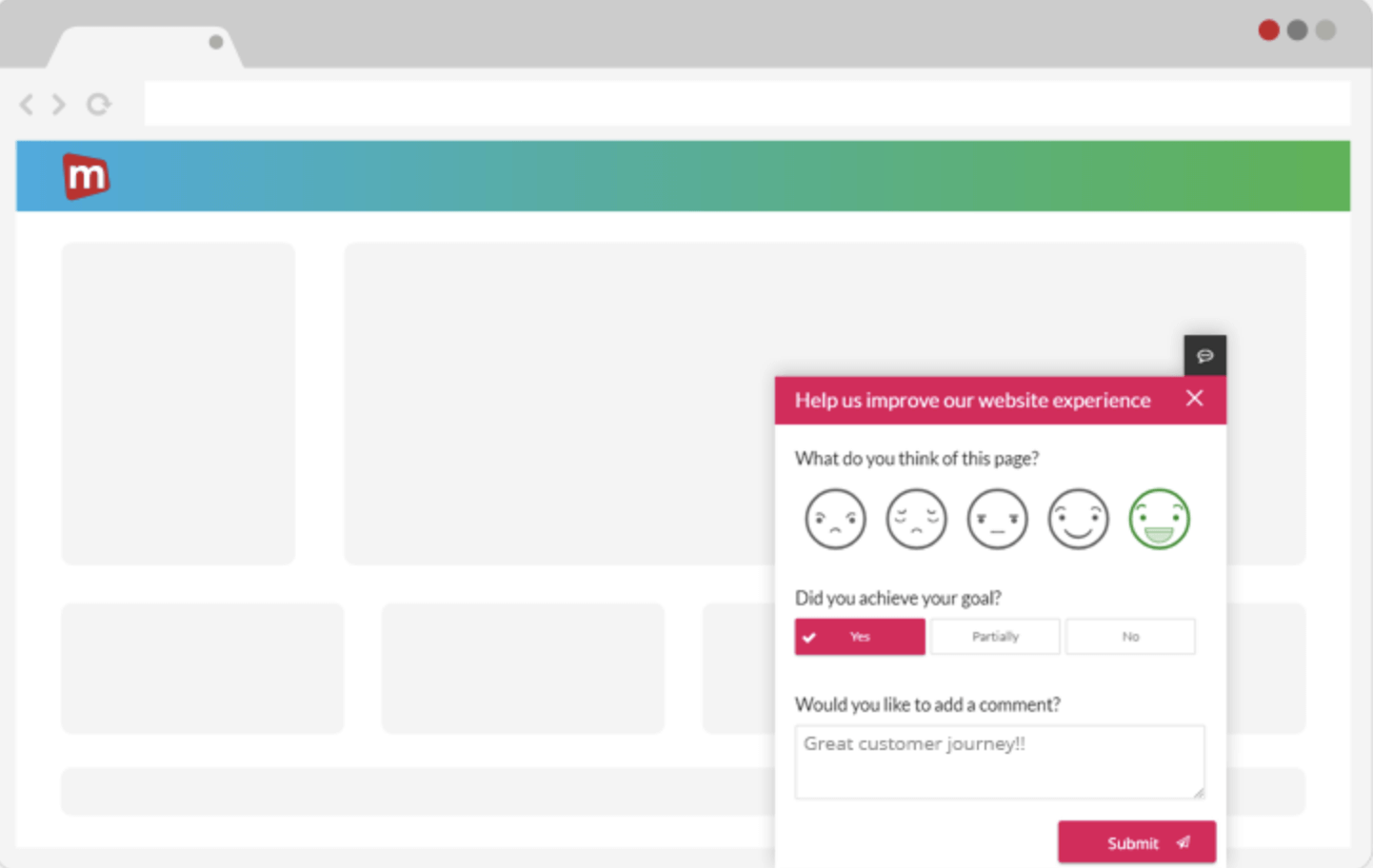 Mopinion website feedback widget.