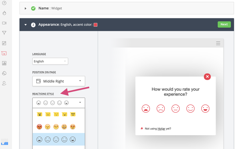 Hotjar website feedback widget.