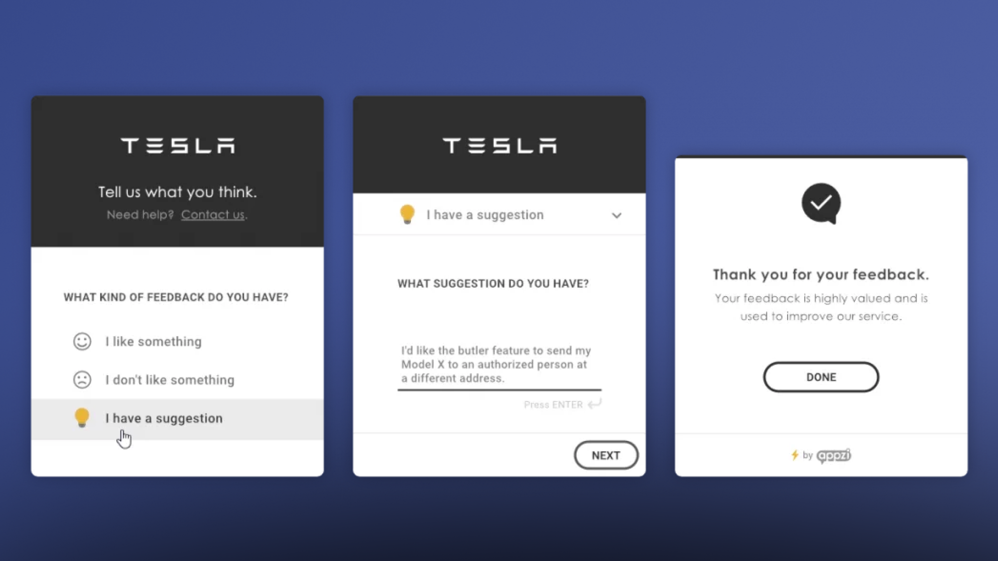 Appzi feedback widget.