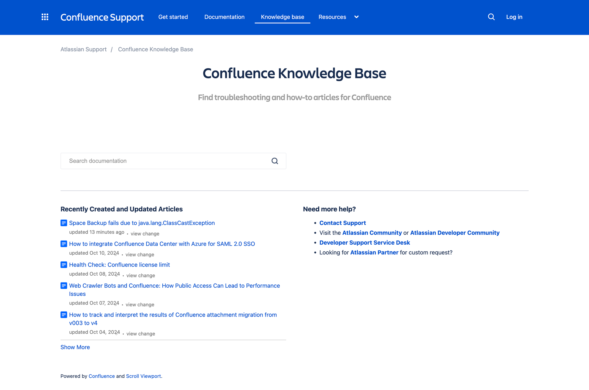 Confluence's documentation websites.