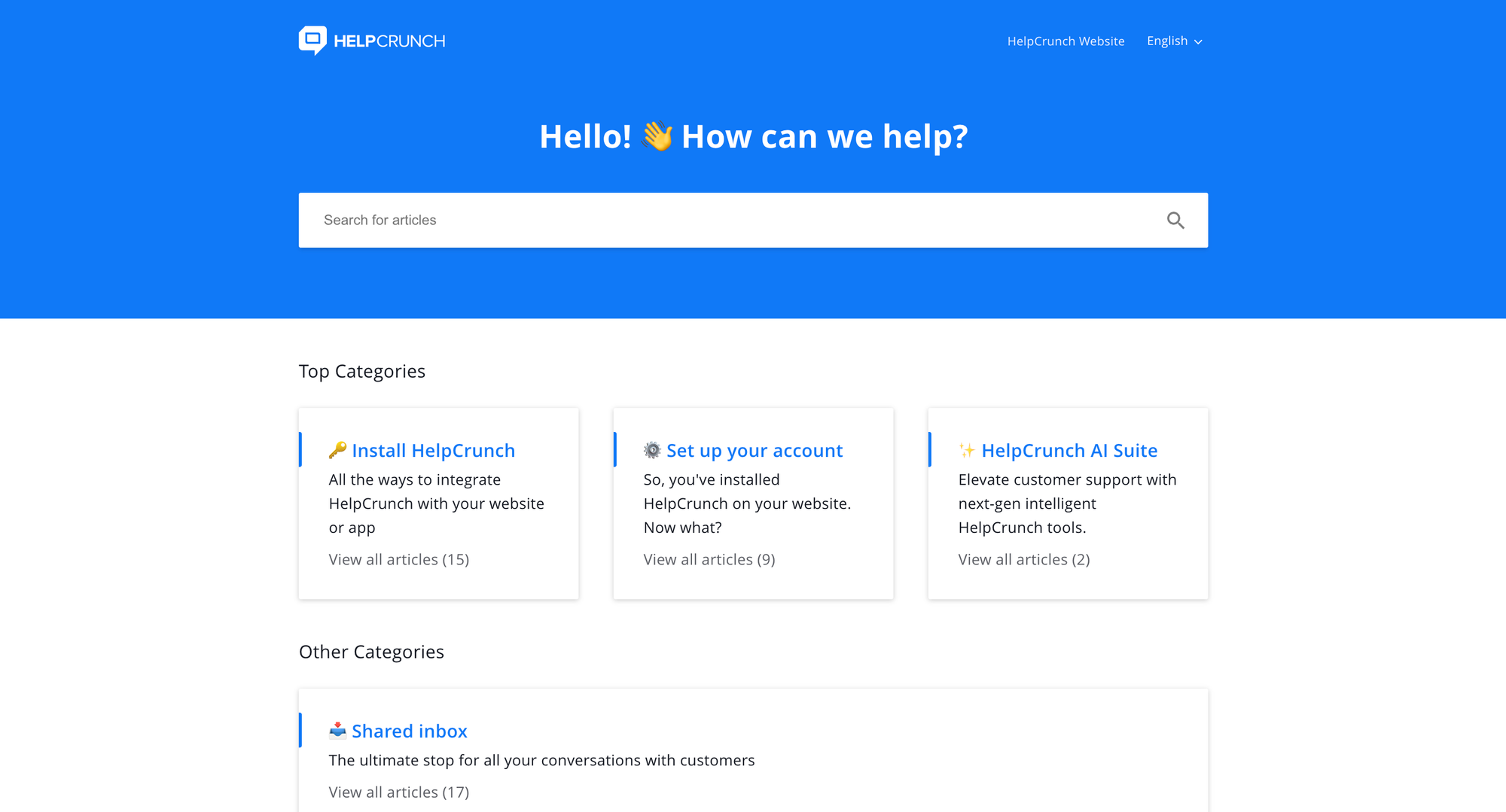 HelpCrunch knowledge base.