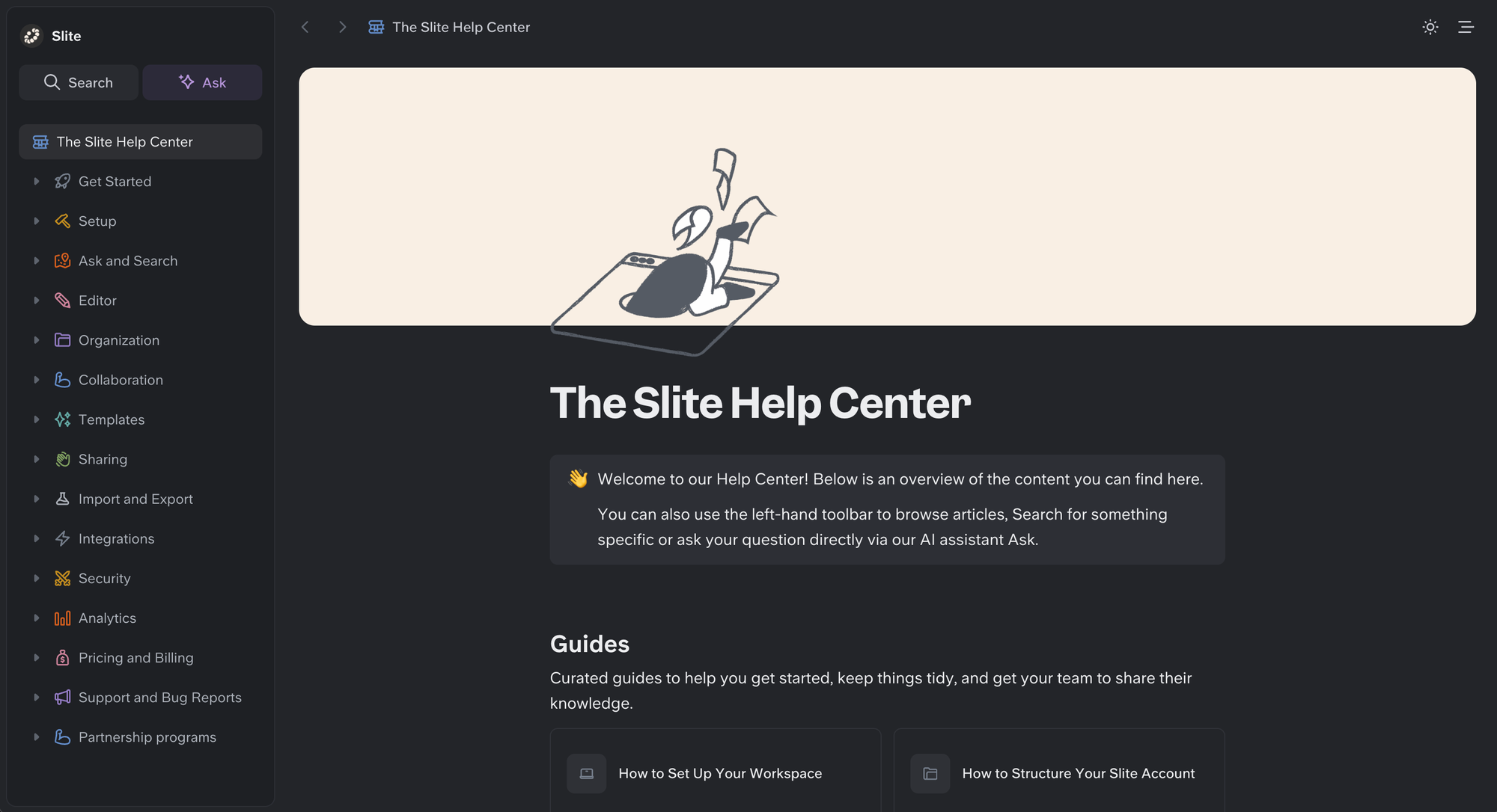 Slite's Help Center.