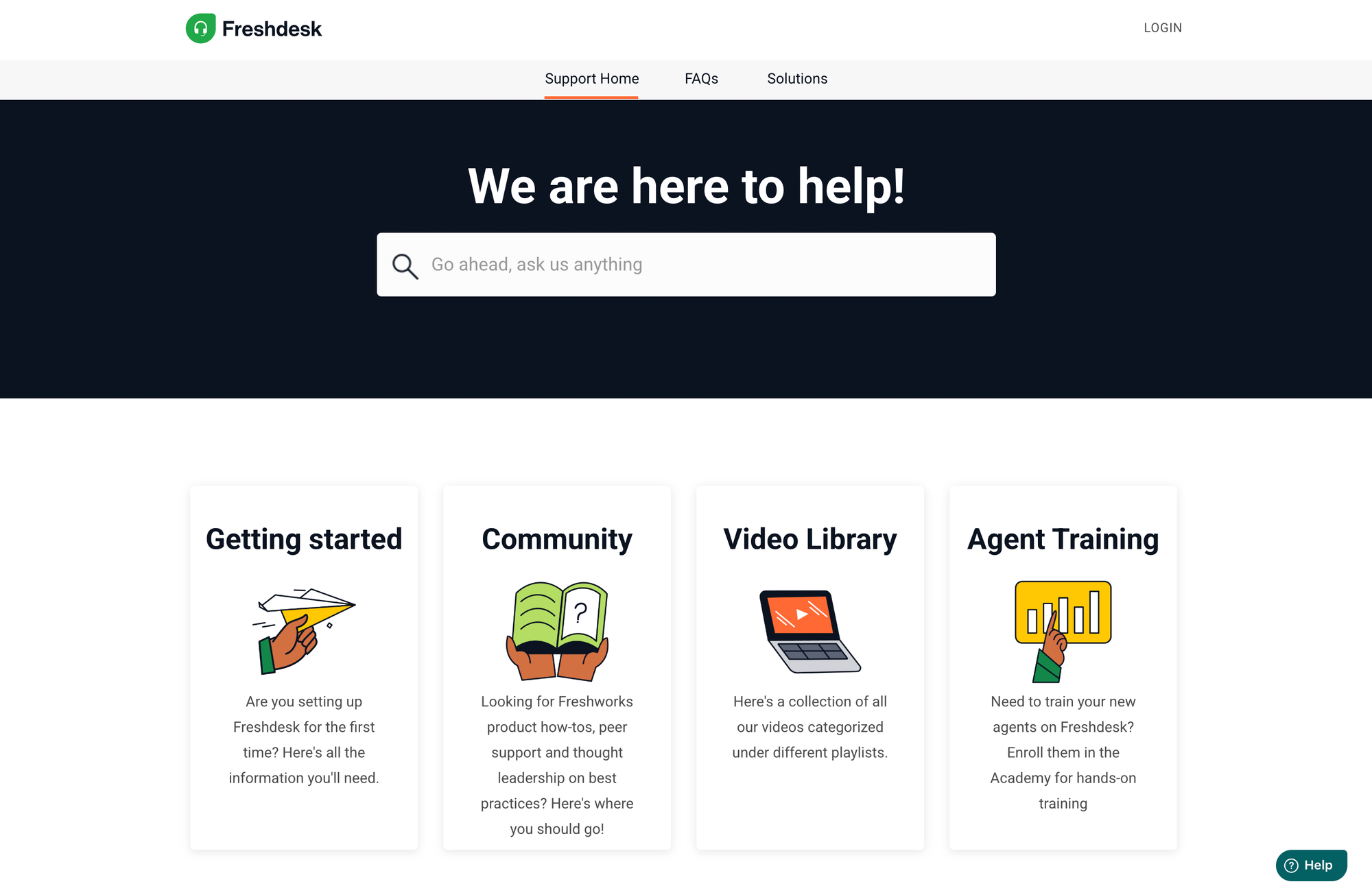 Freshdesk support page.