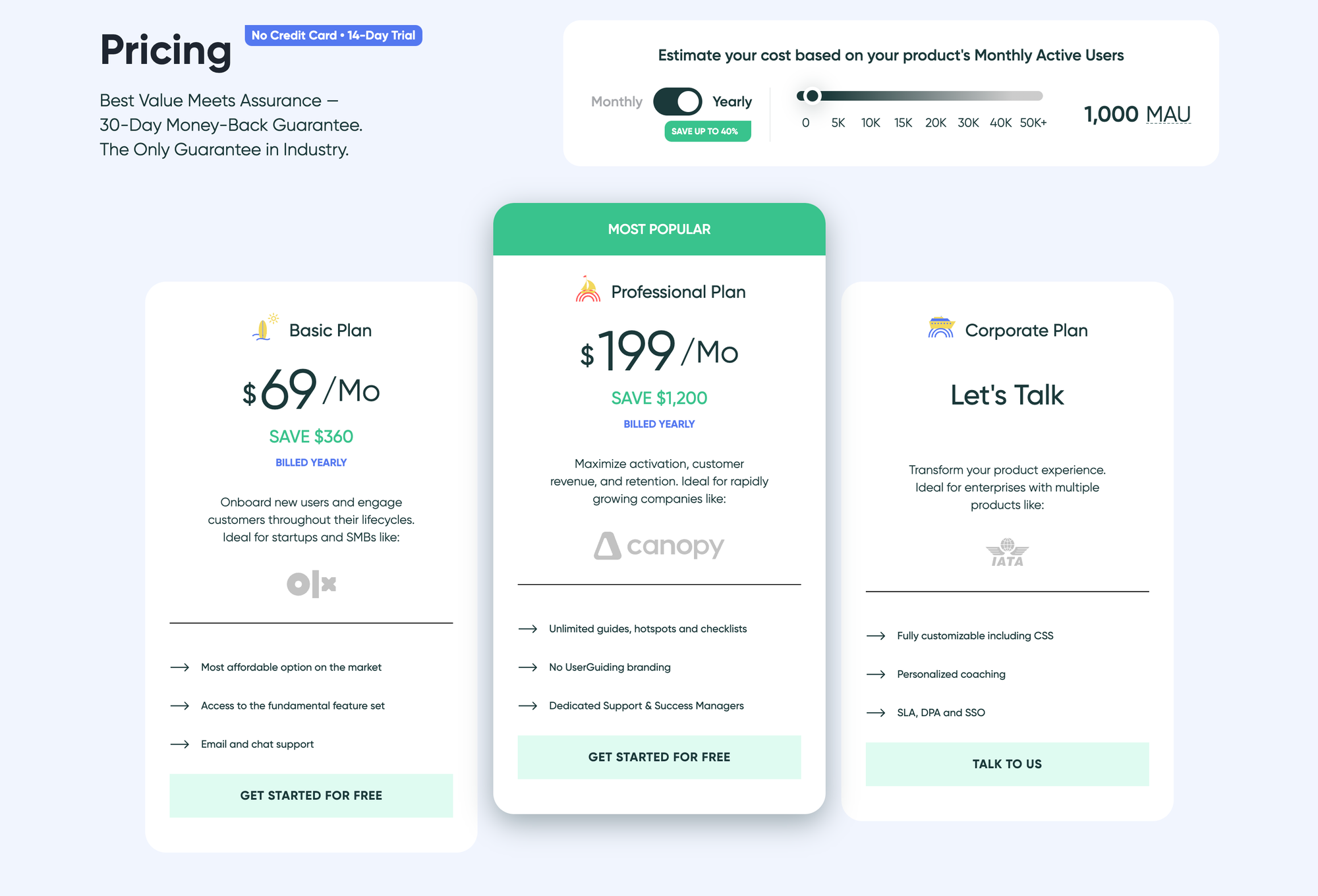 UserGuiding pricing.
