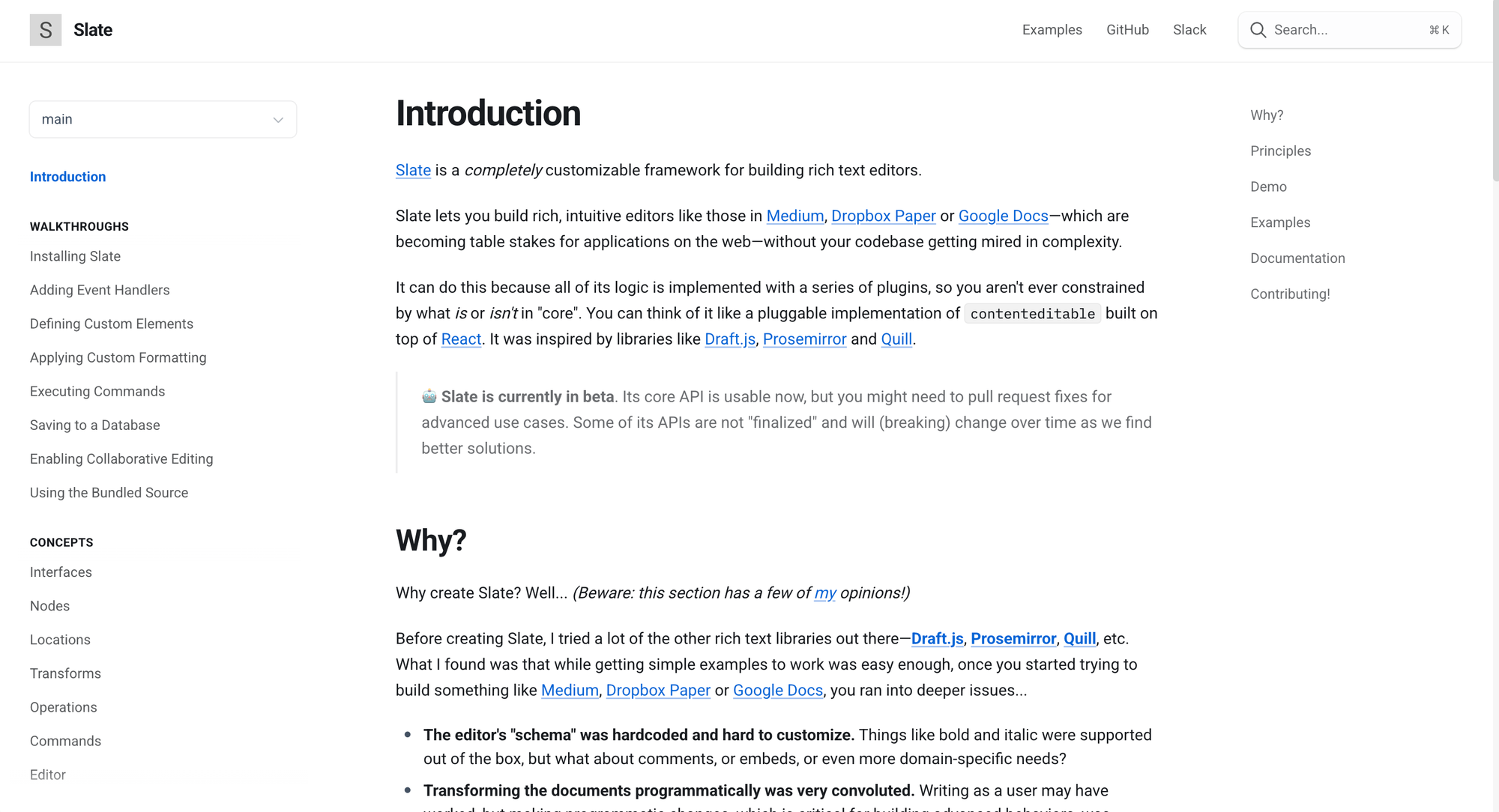 Slate's documentation.