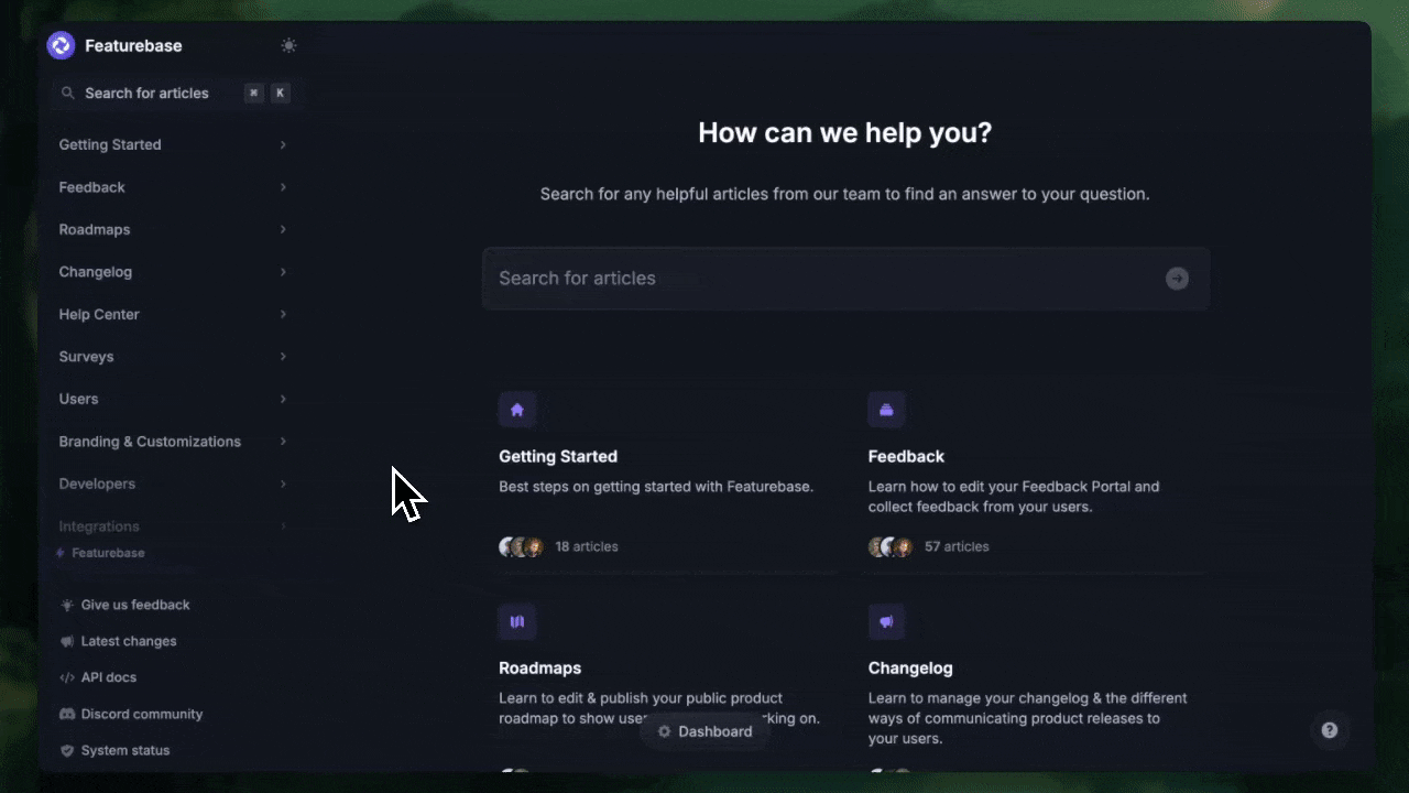 AI answers in Help Center.