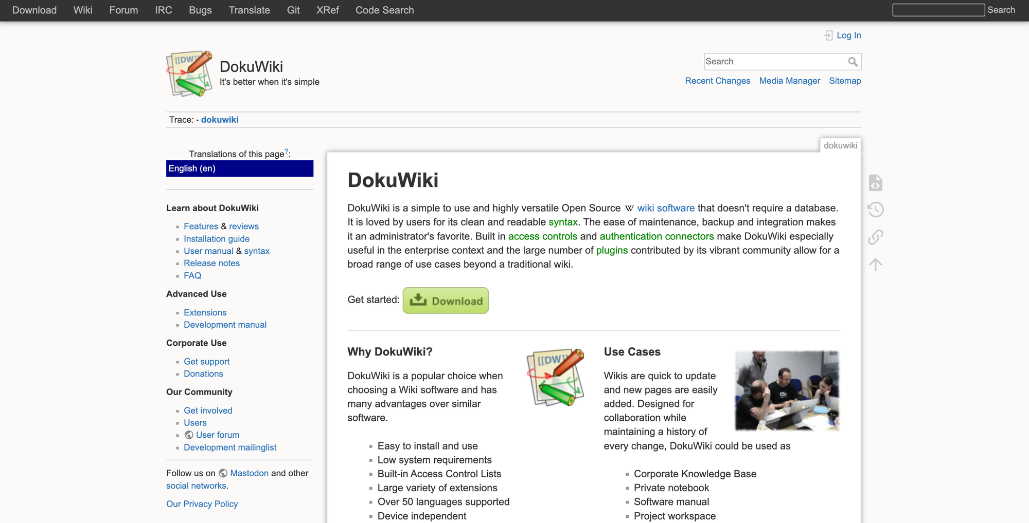 DokuWiki open source.