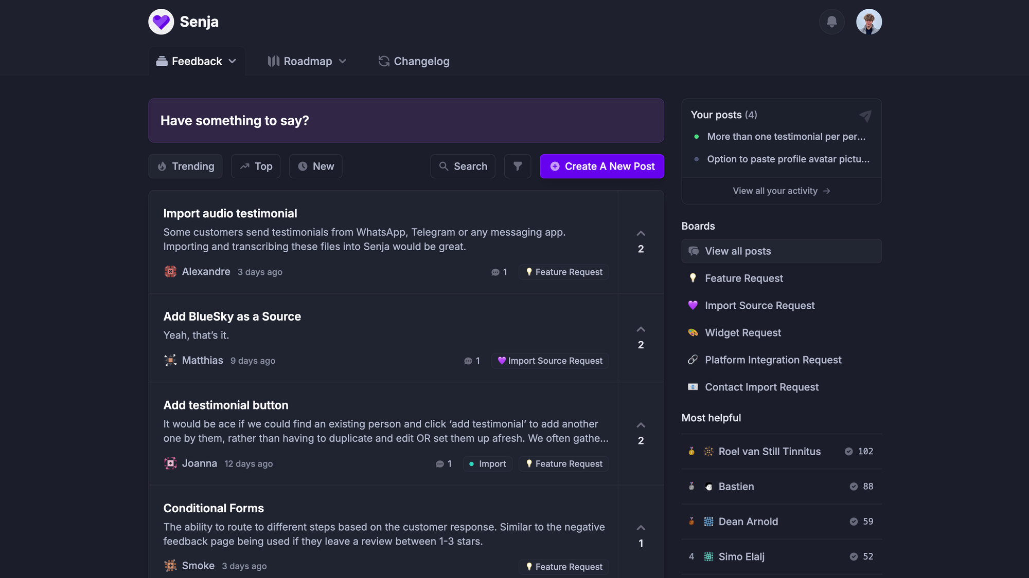 Public feedback web portal.
