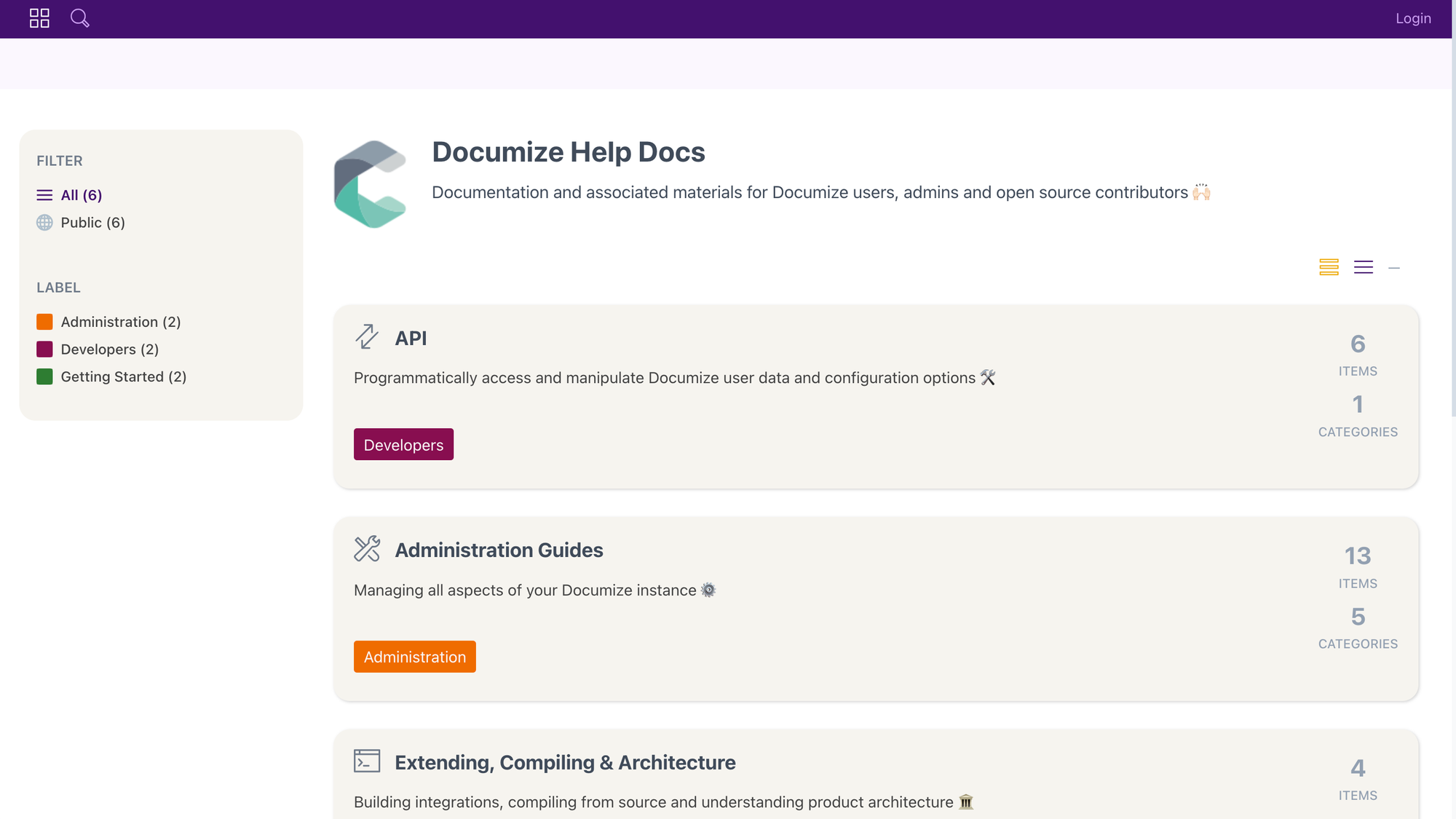Documize help docs.