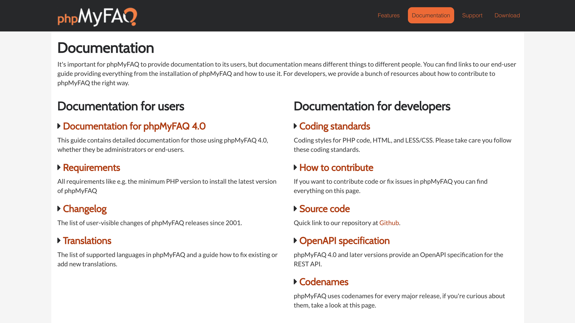 phpMyFAQ docs.