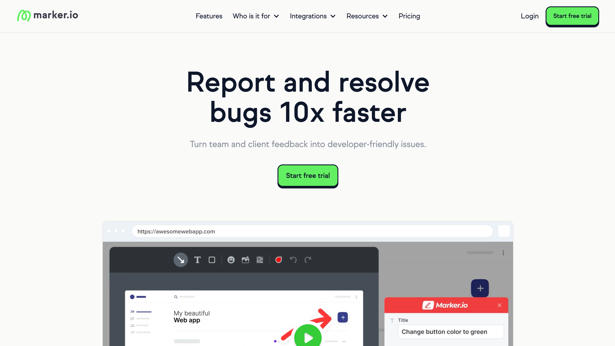 Website feedback tool: Marker.io