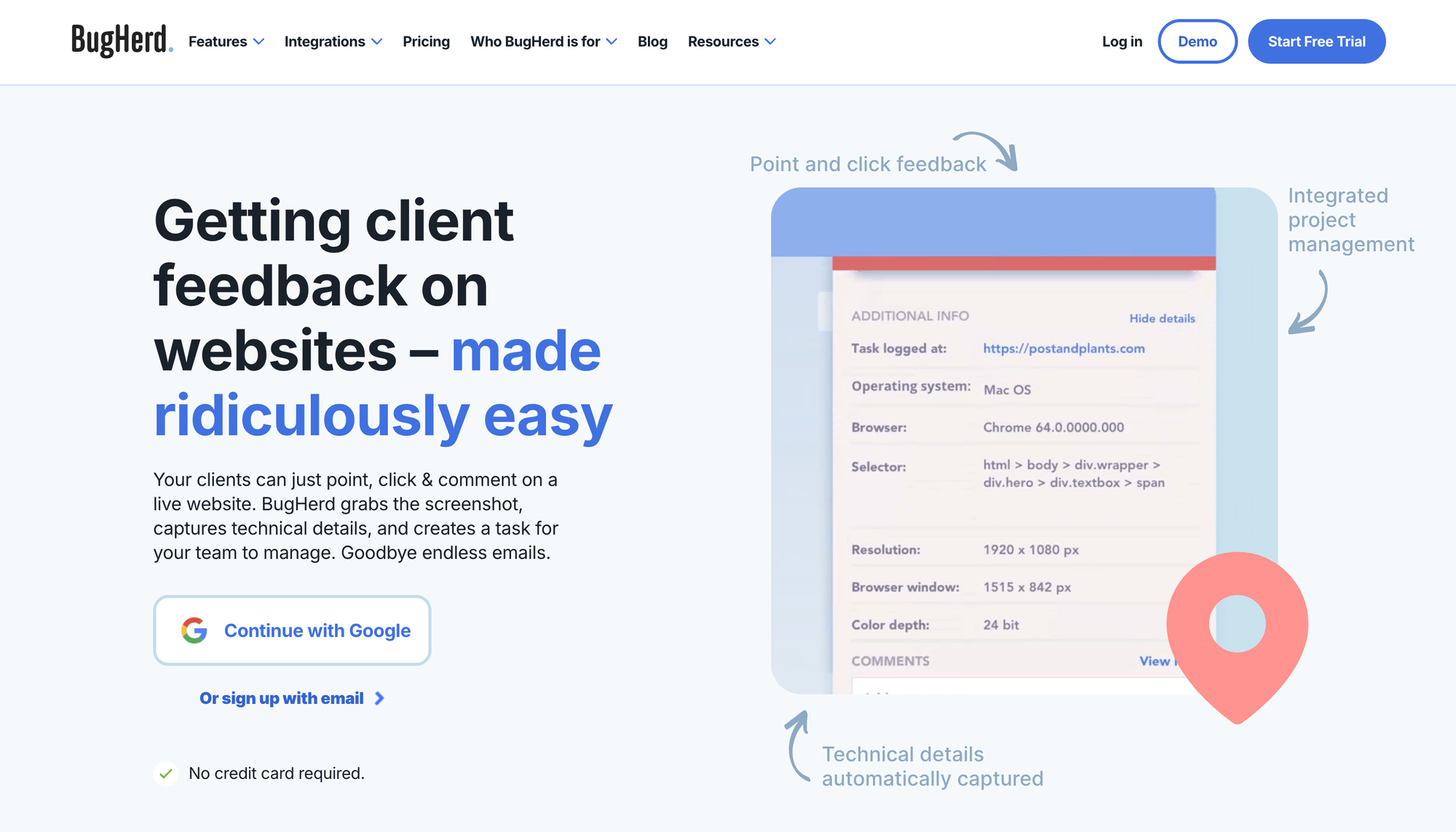 Website feedback tool: BugHerd