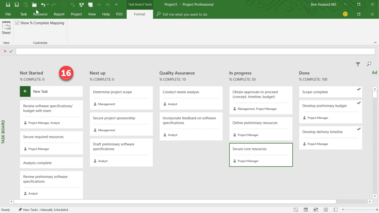 Using Kanban Boards in Microsoft Project