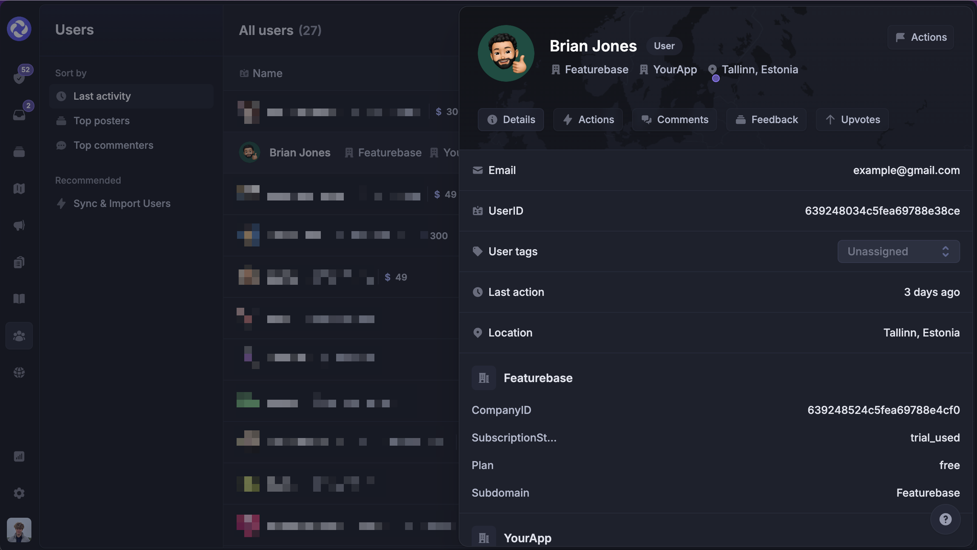 Filter feedback from important companies and customers