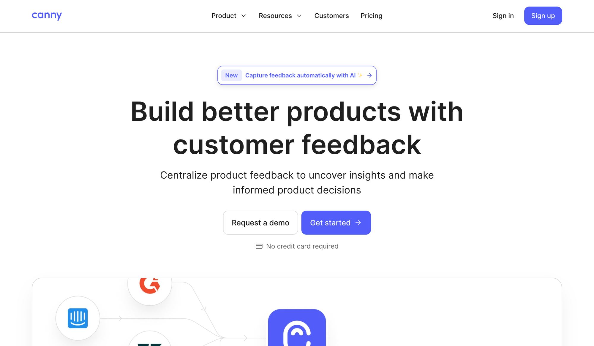 Canny marketing page.