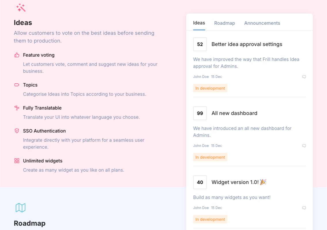 Frill's feedback widget