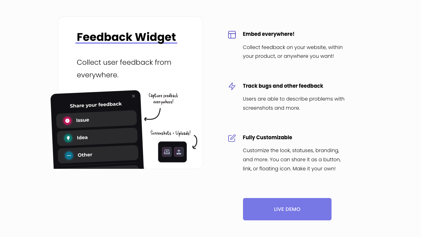 Upvoty's feedback widget.