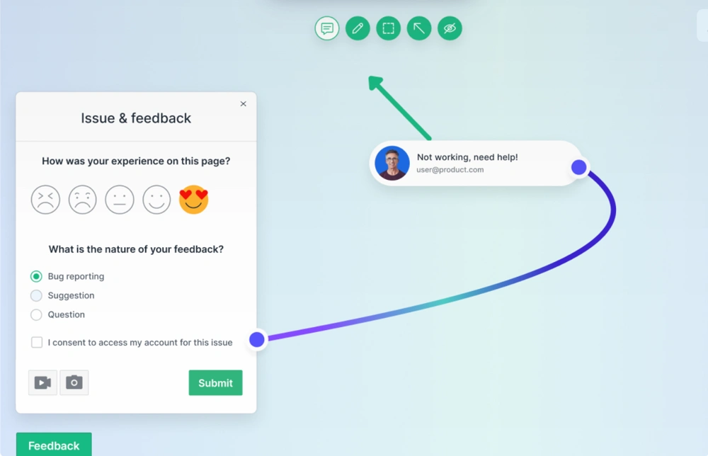 Usersnap's feeback widget.