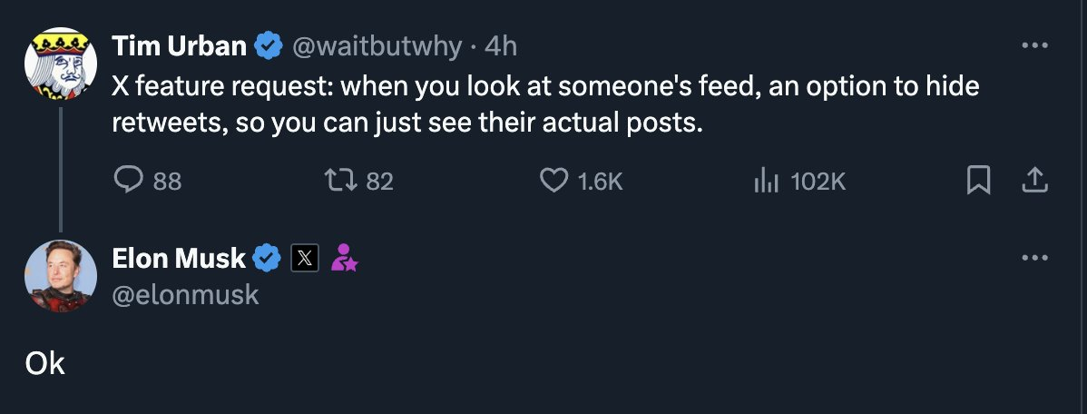 Social media feedback example.