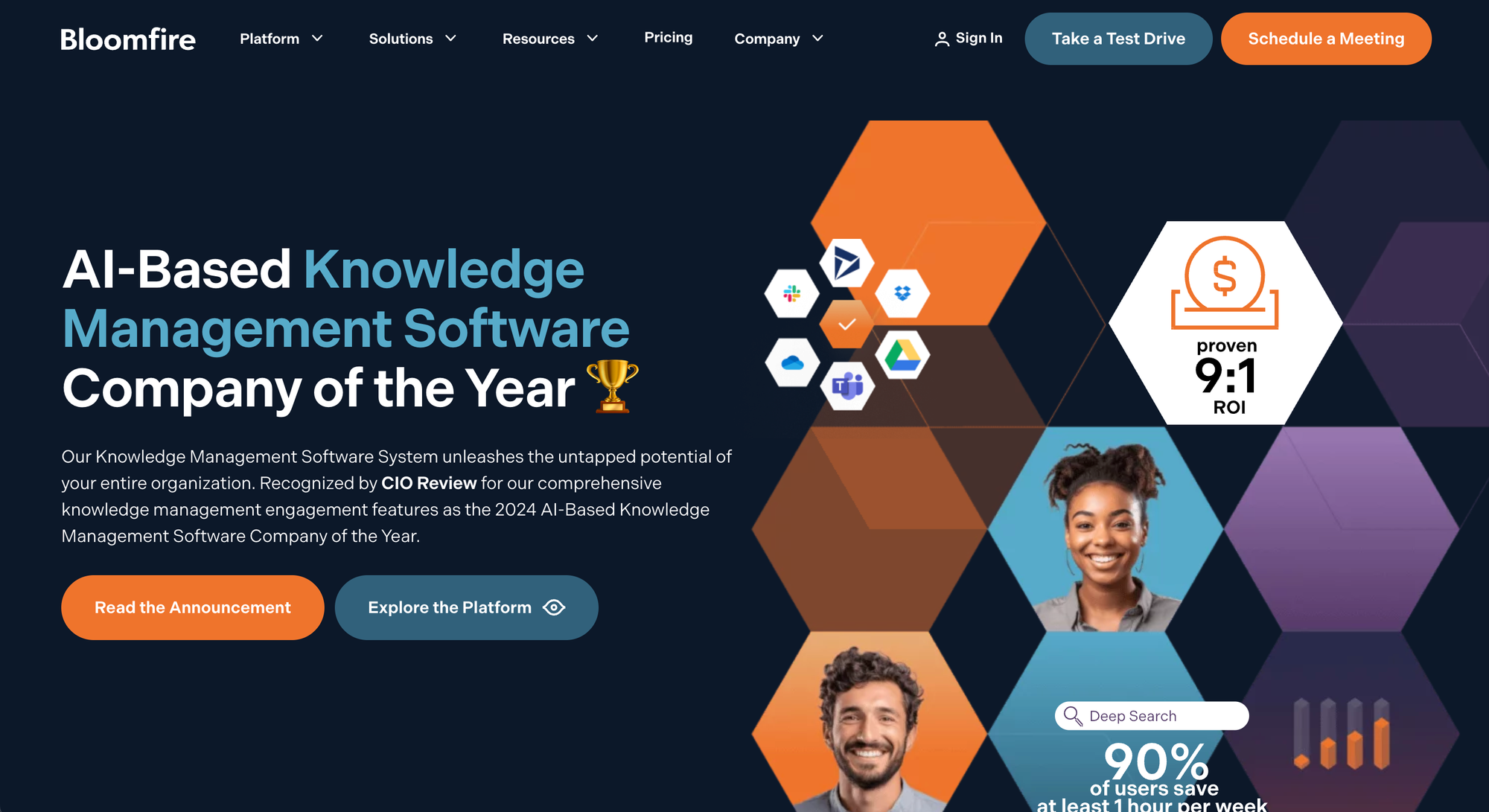 bloomfire's marketing page.