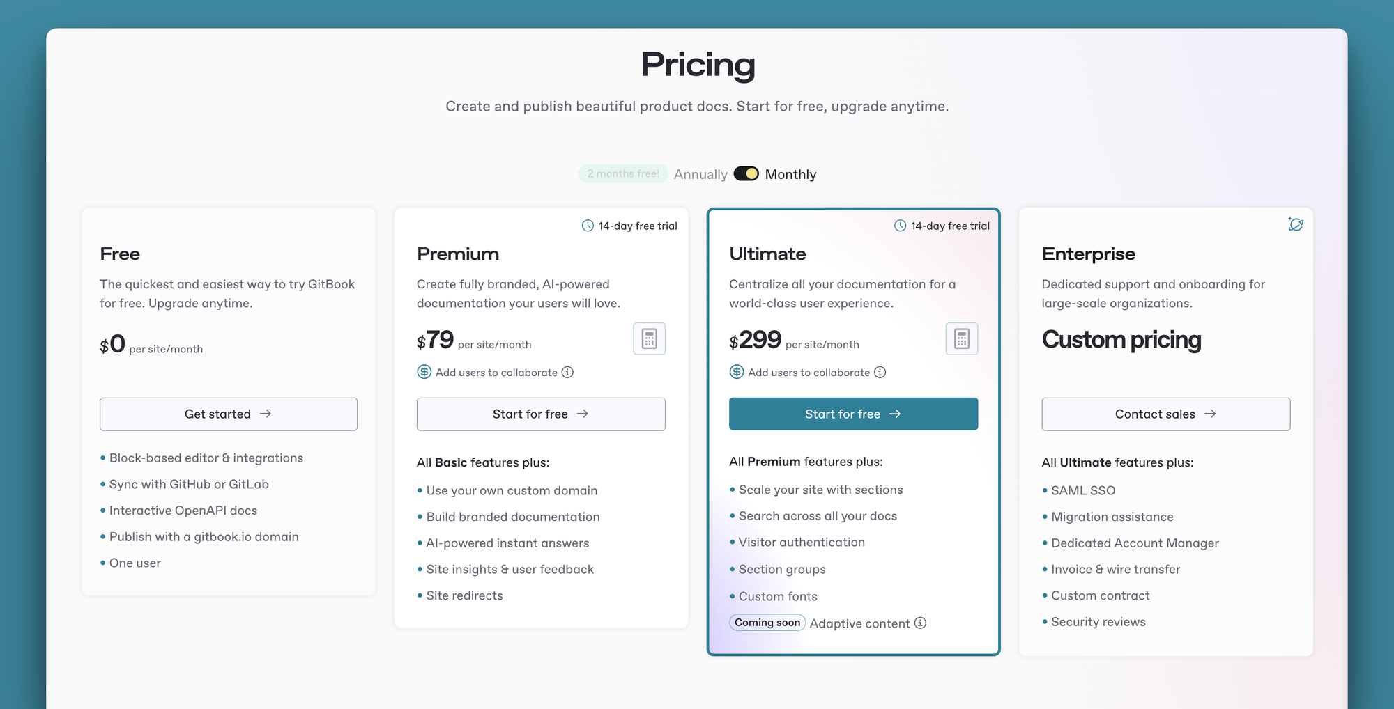 GitBook's pricing.