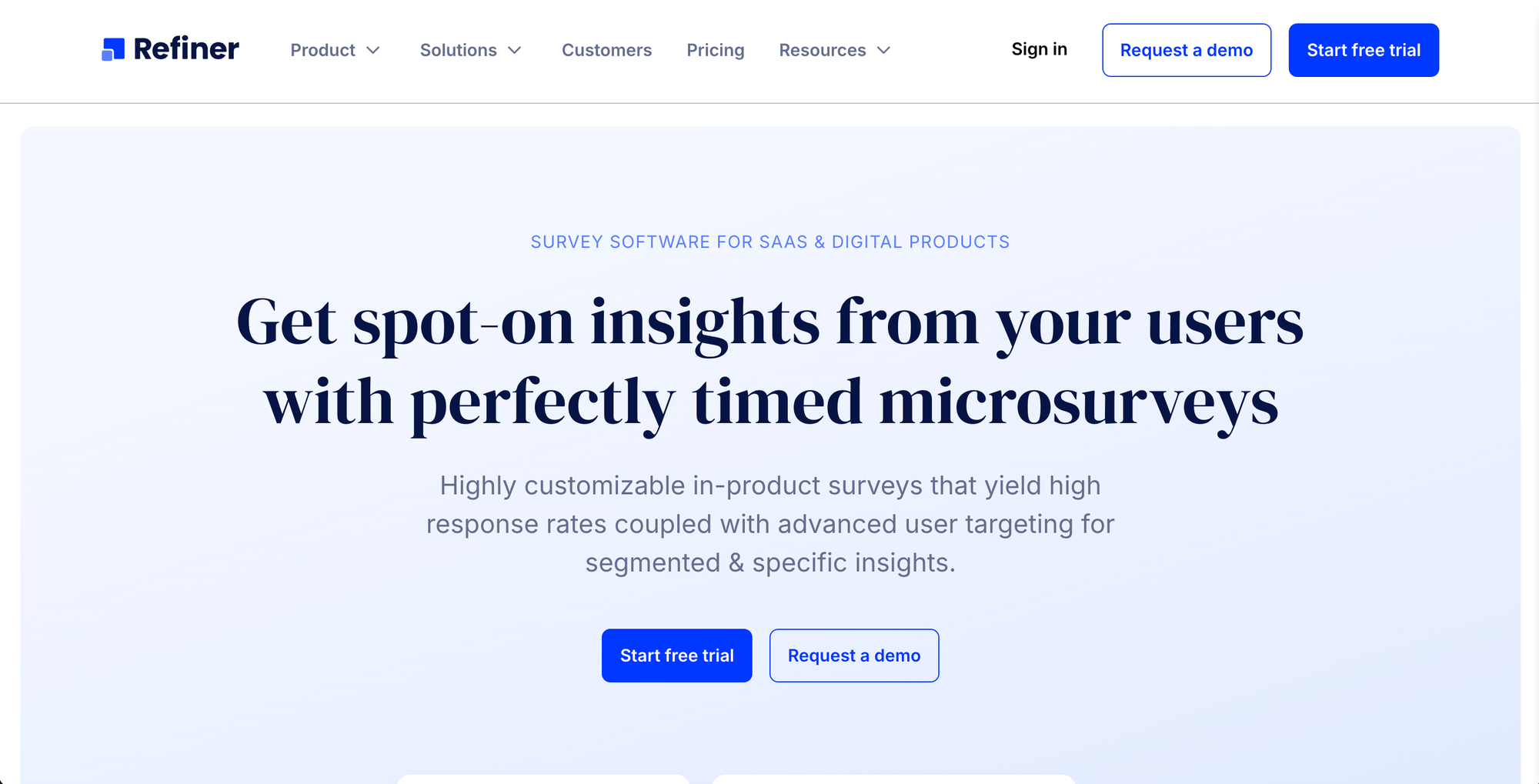 Refiner marketing page.