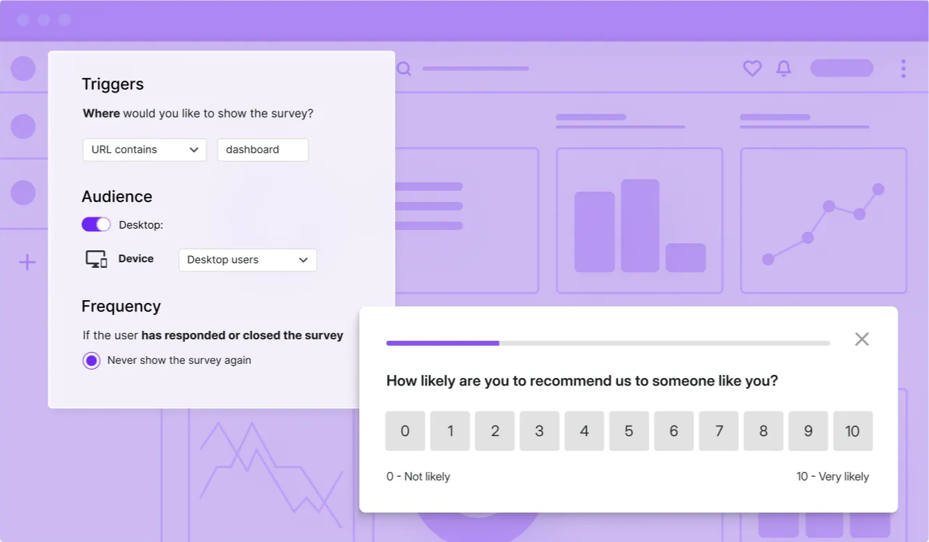 Survicate's in-product surveys.