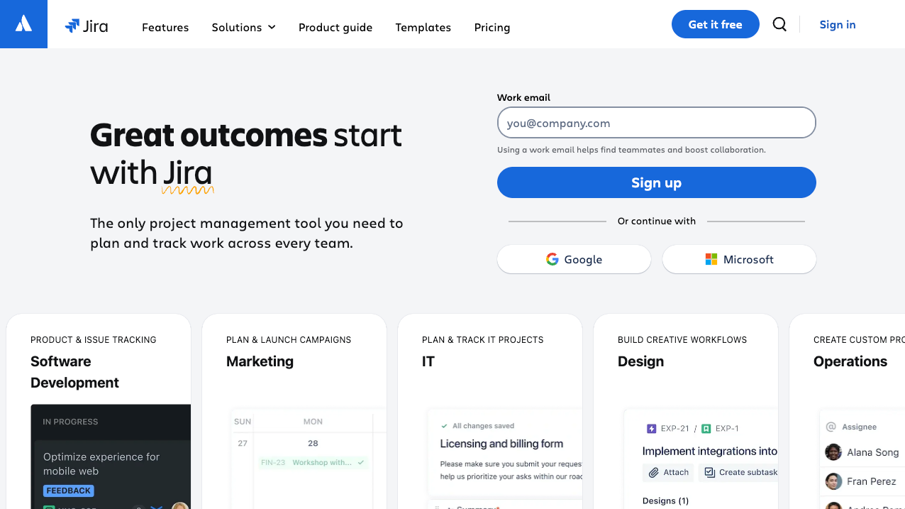 Jira marketing page.