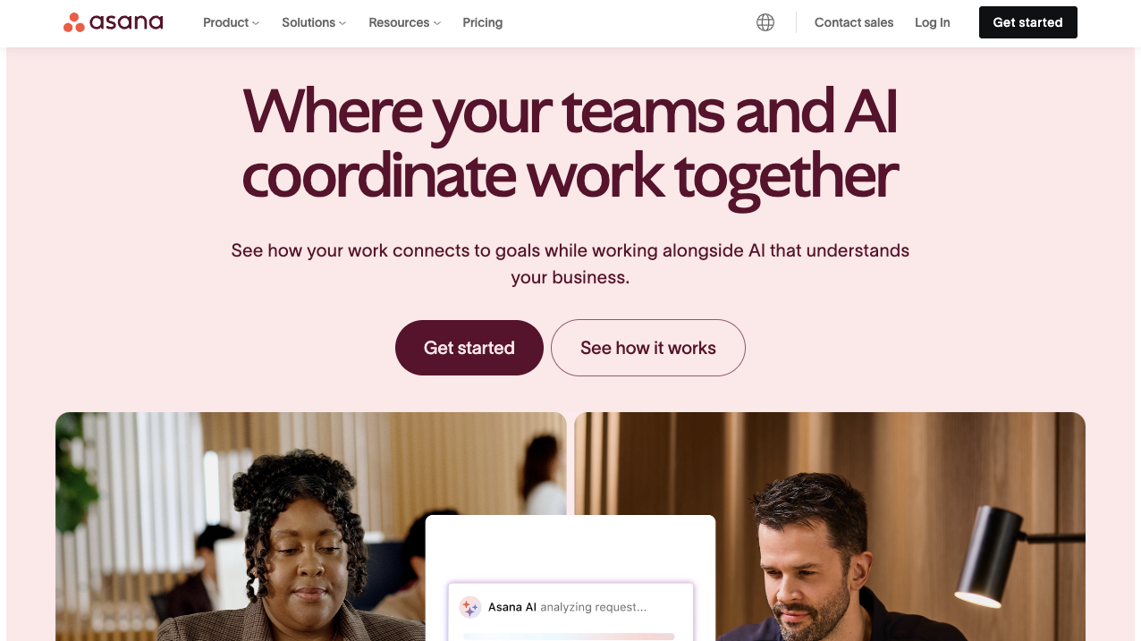 asana marketing page.