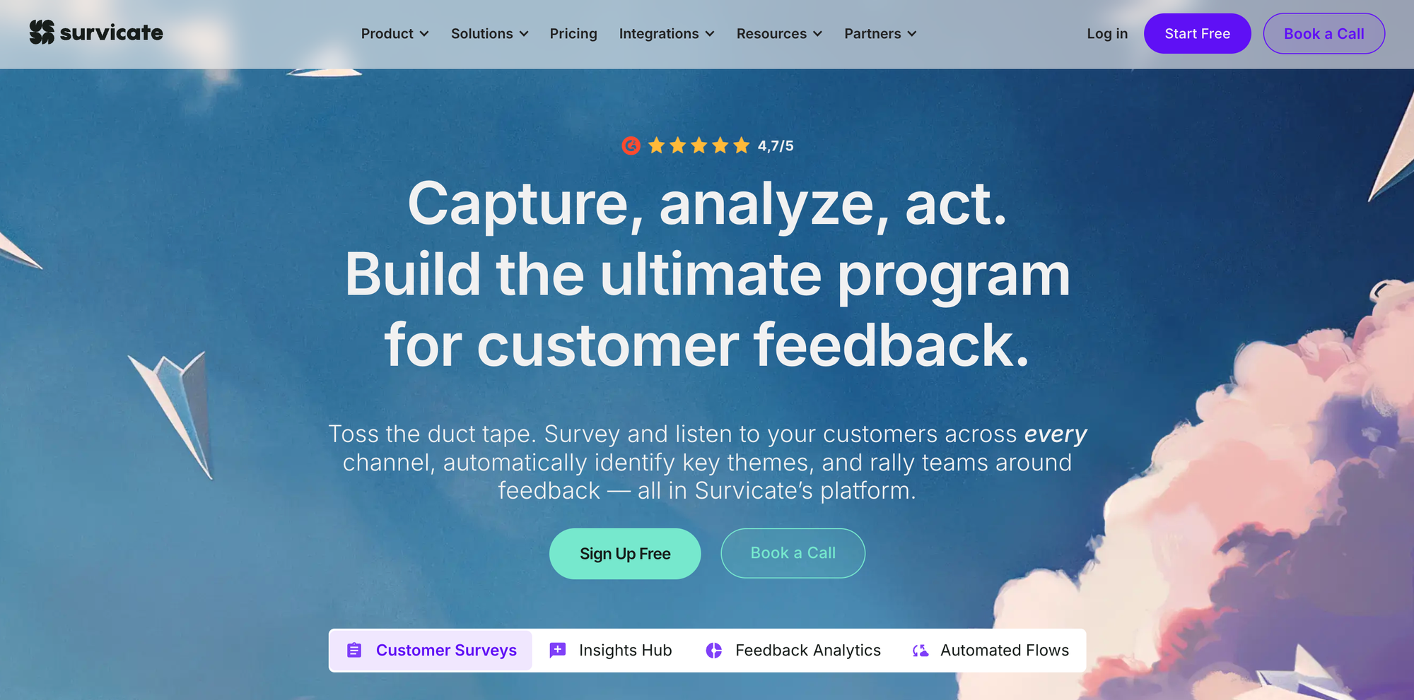 Survicate marketing page.