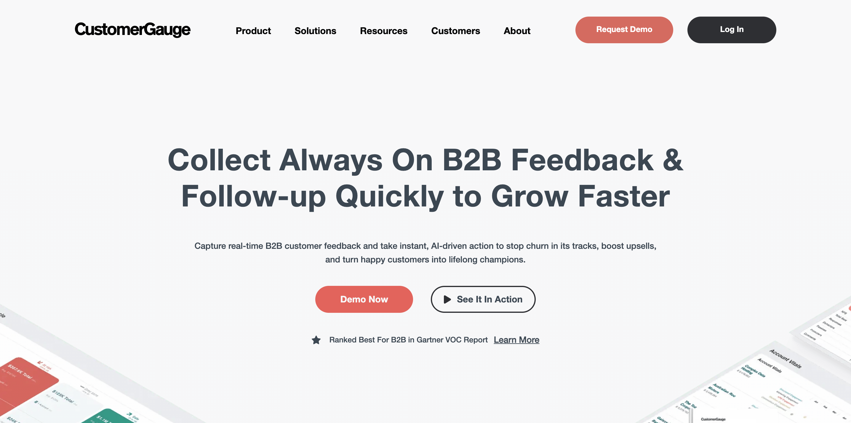 CustomerGauge marketing page.