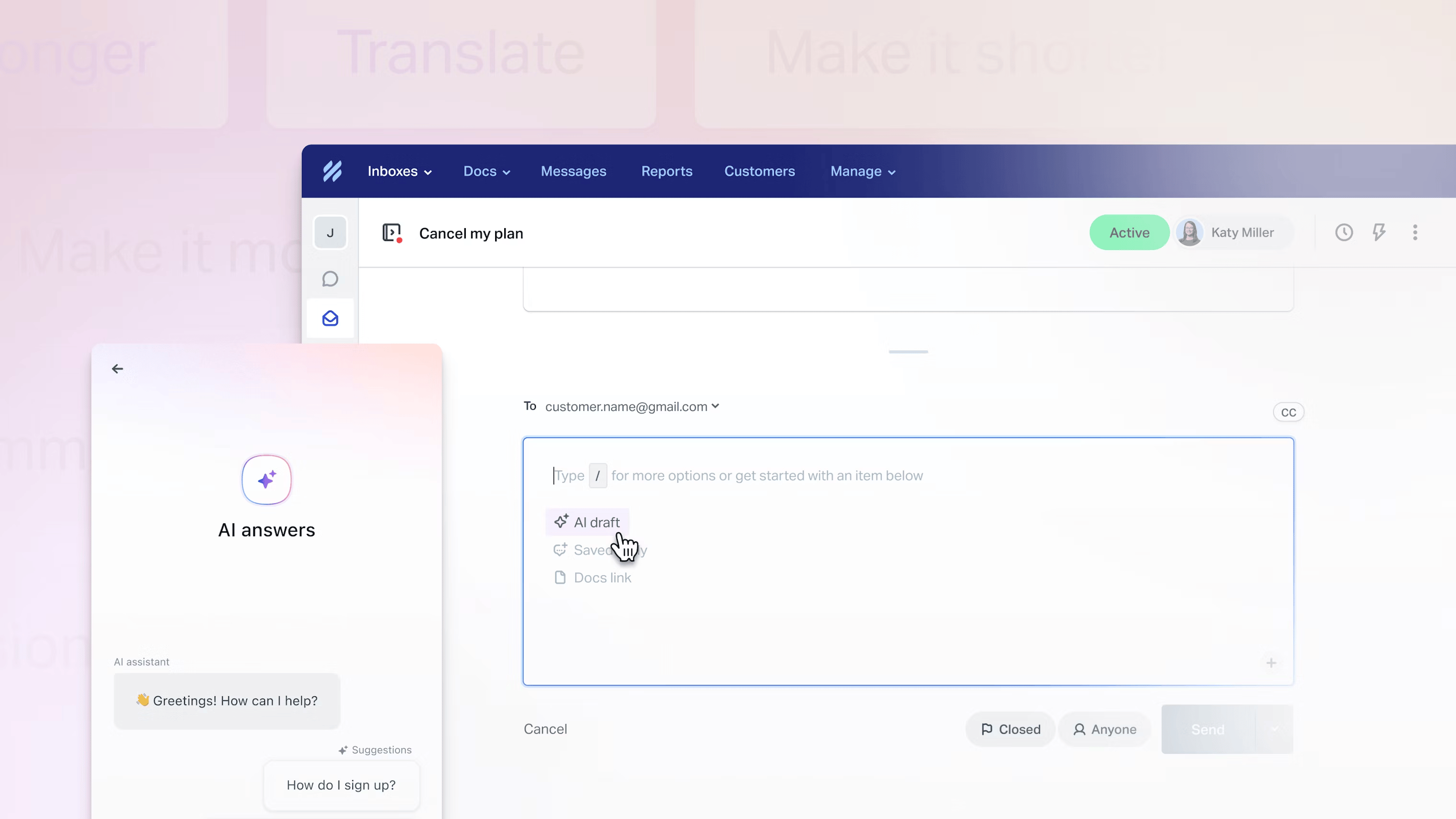 Zendesk AI and automations.