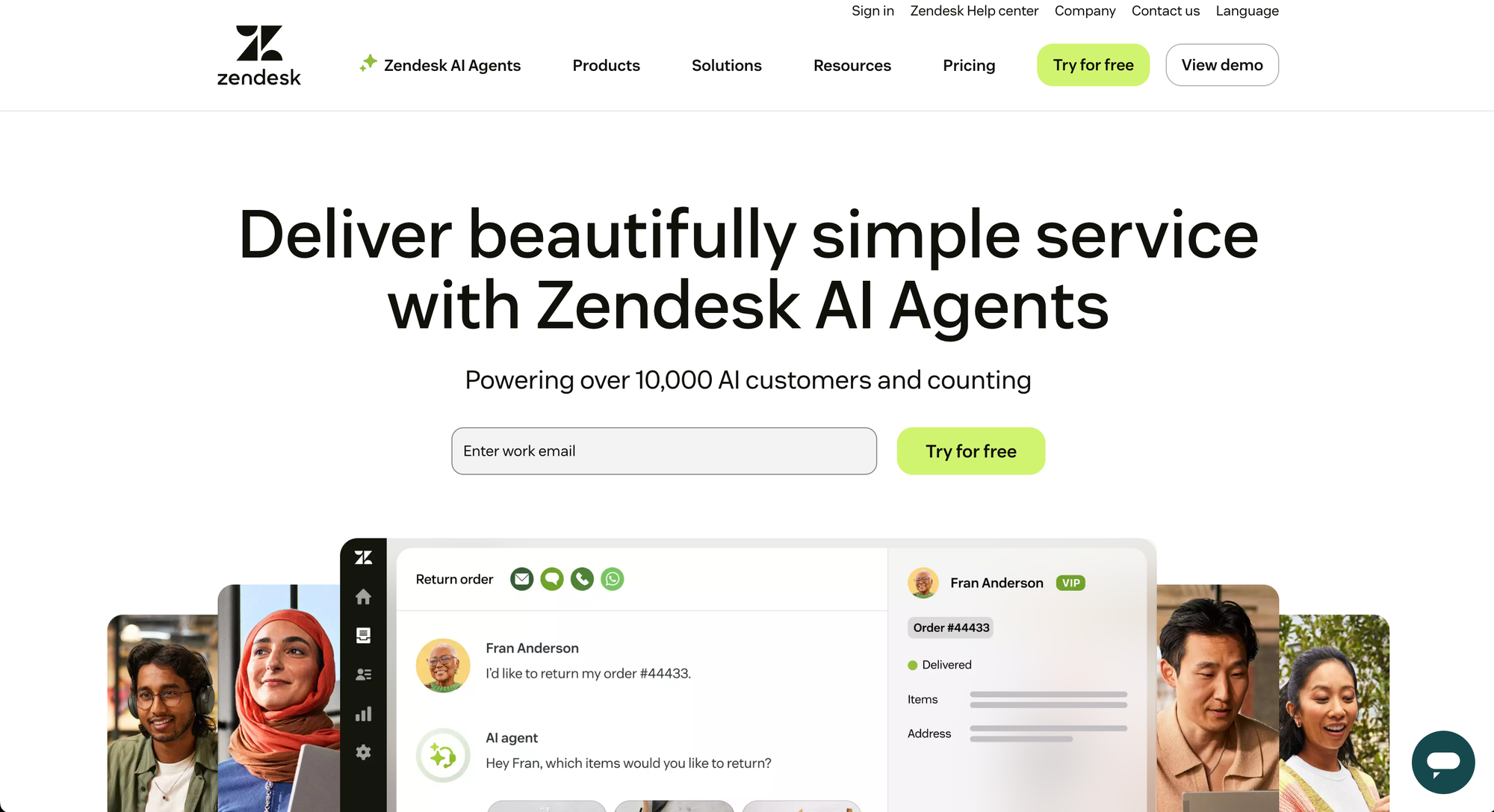 Zendesk website.