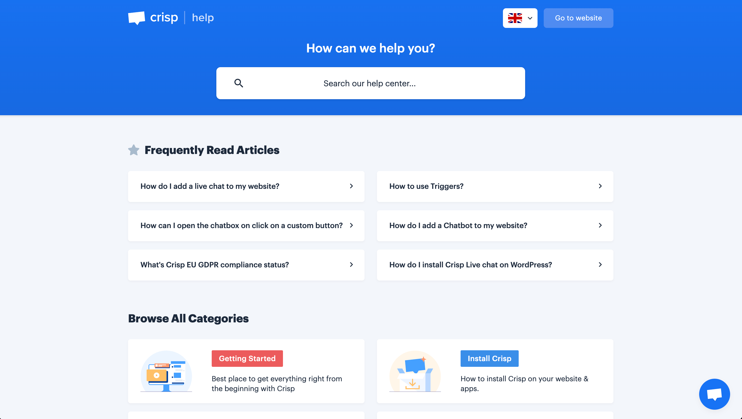 Crisp's Help Center.