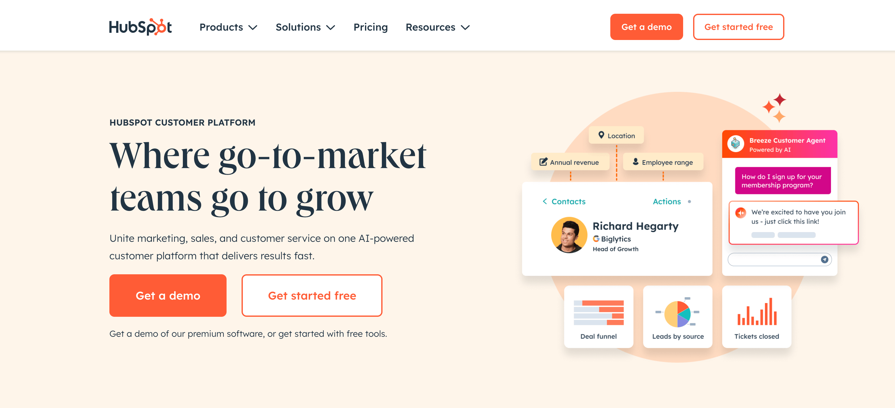 hubspot marketing page.