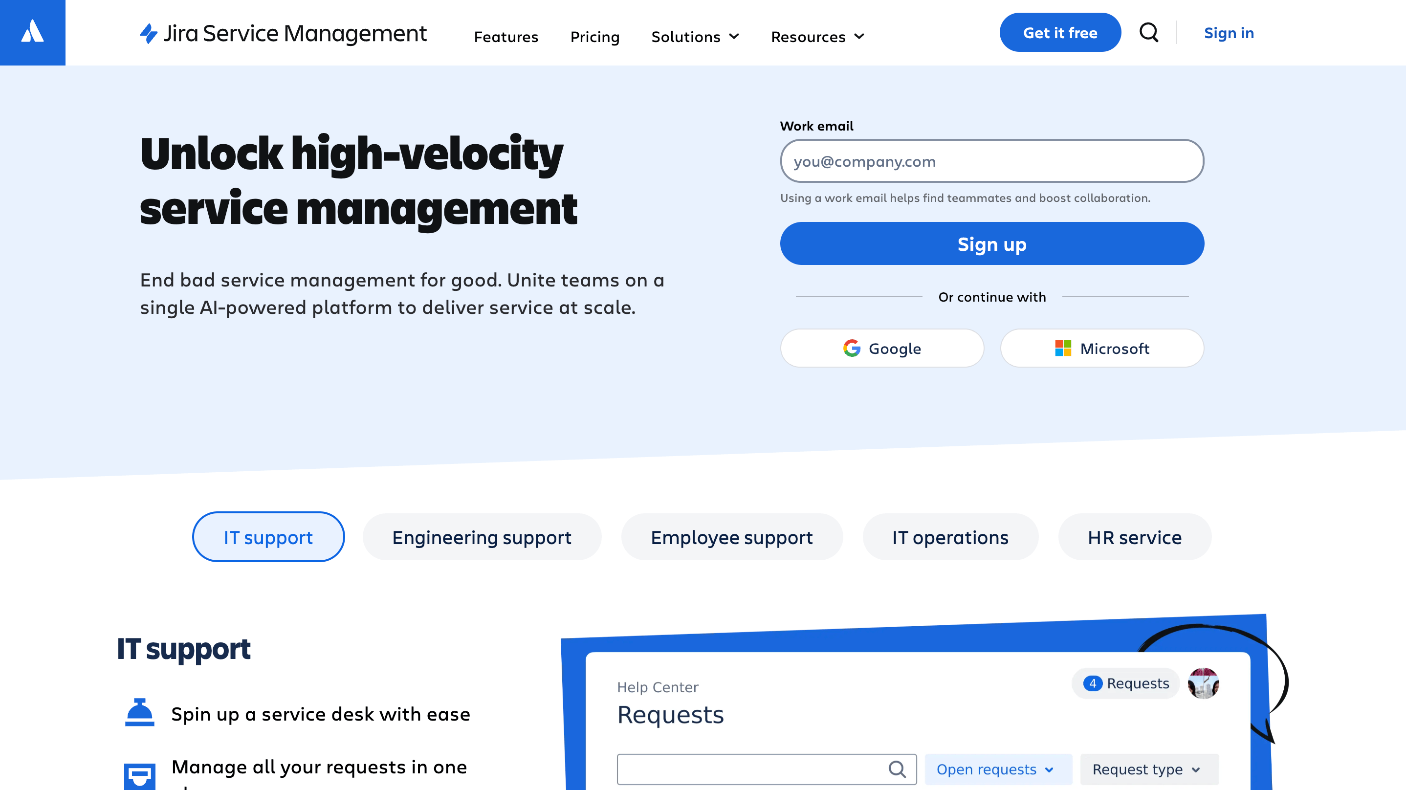 Jira Service Management website