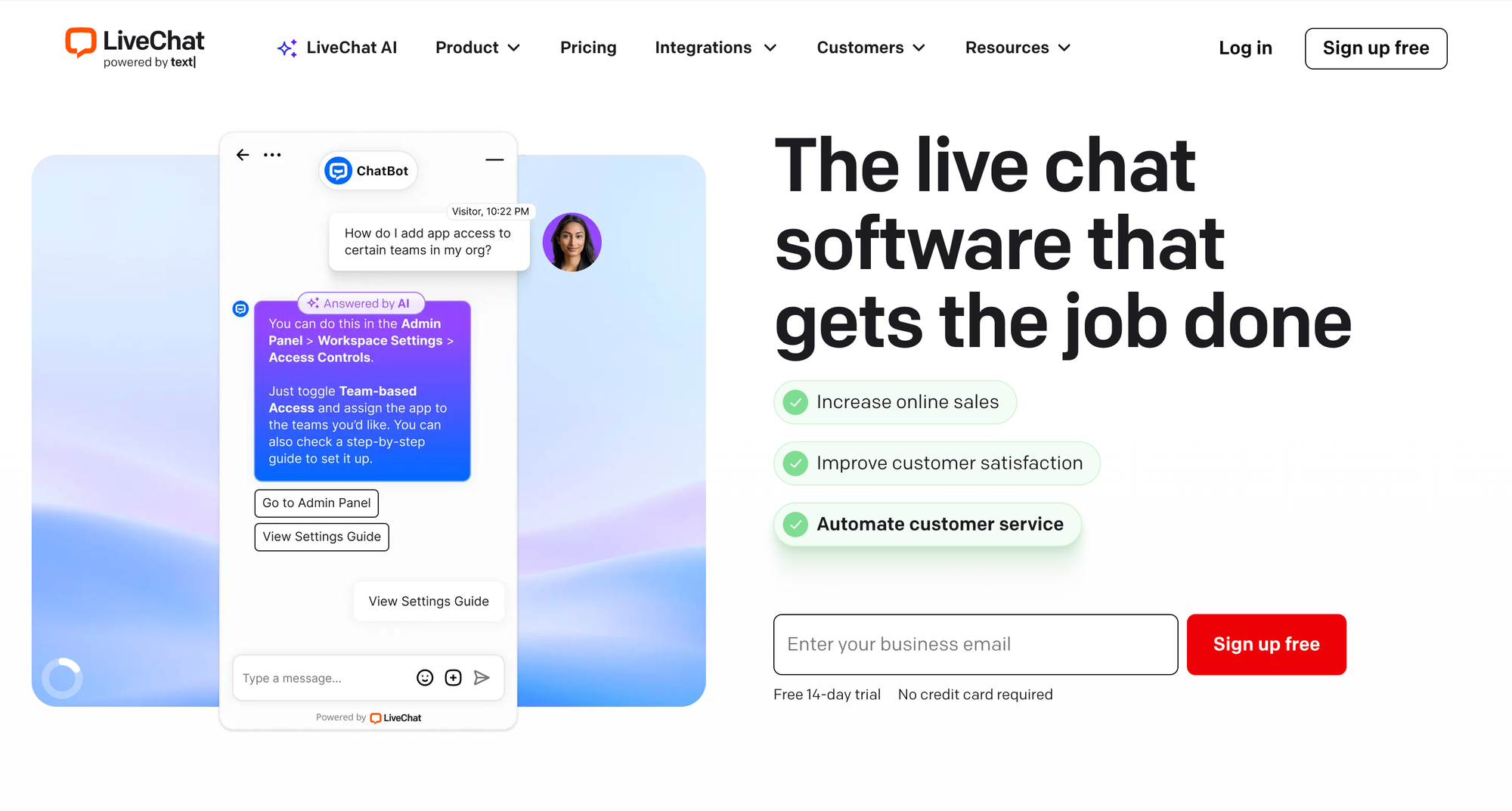 LiveChat by Text website.