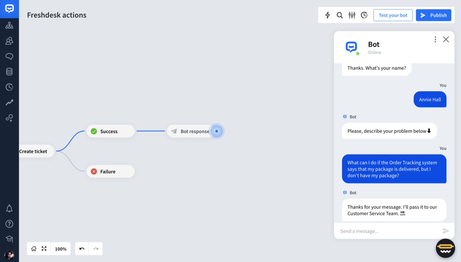 Freshdesk's automations and chatbot.