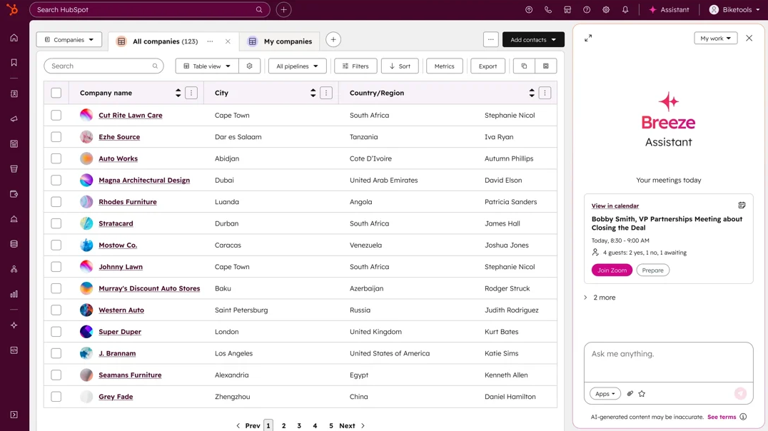 Breeze AI in HubSpot.