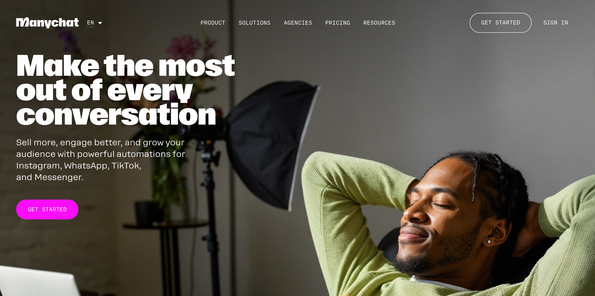Manychat customer support tool.