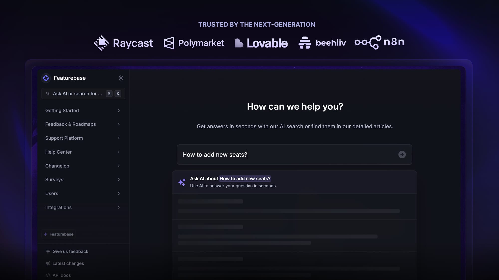 Featurebase's Help Center.