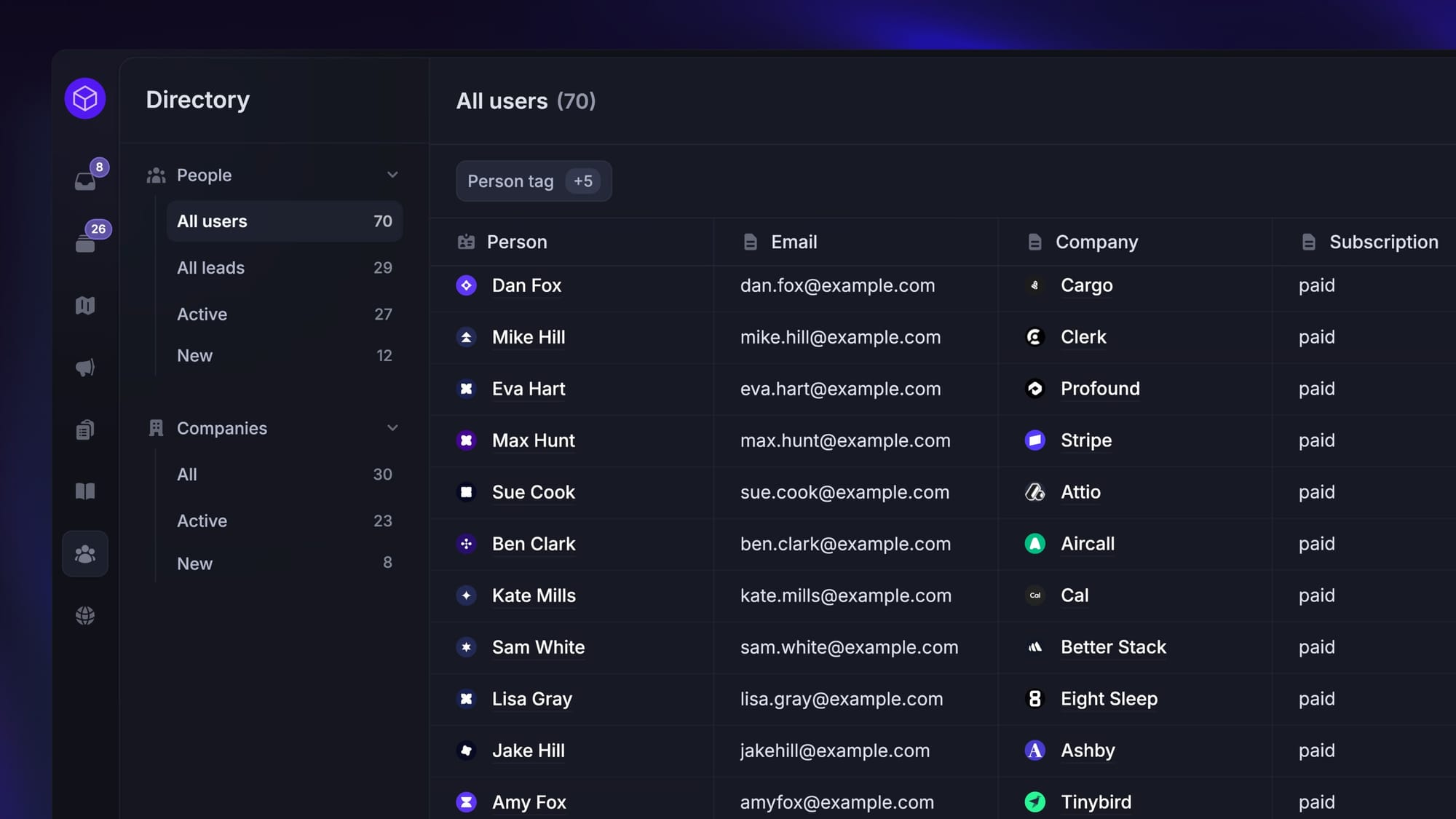 Account management in Featurebase.