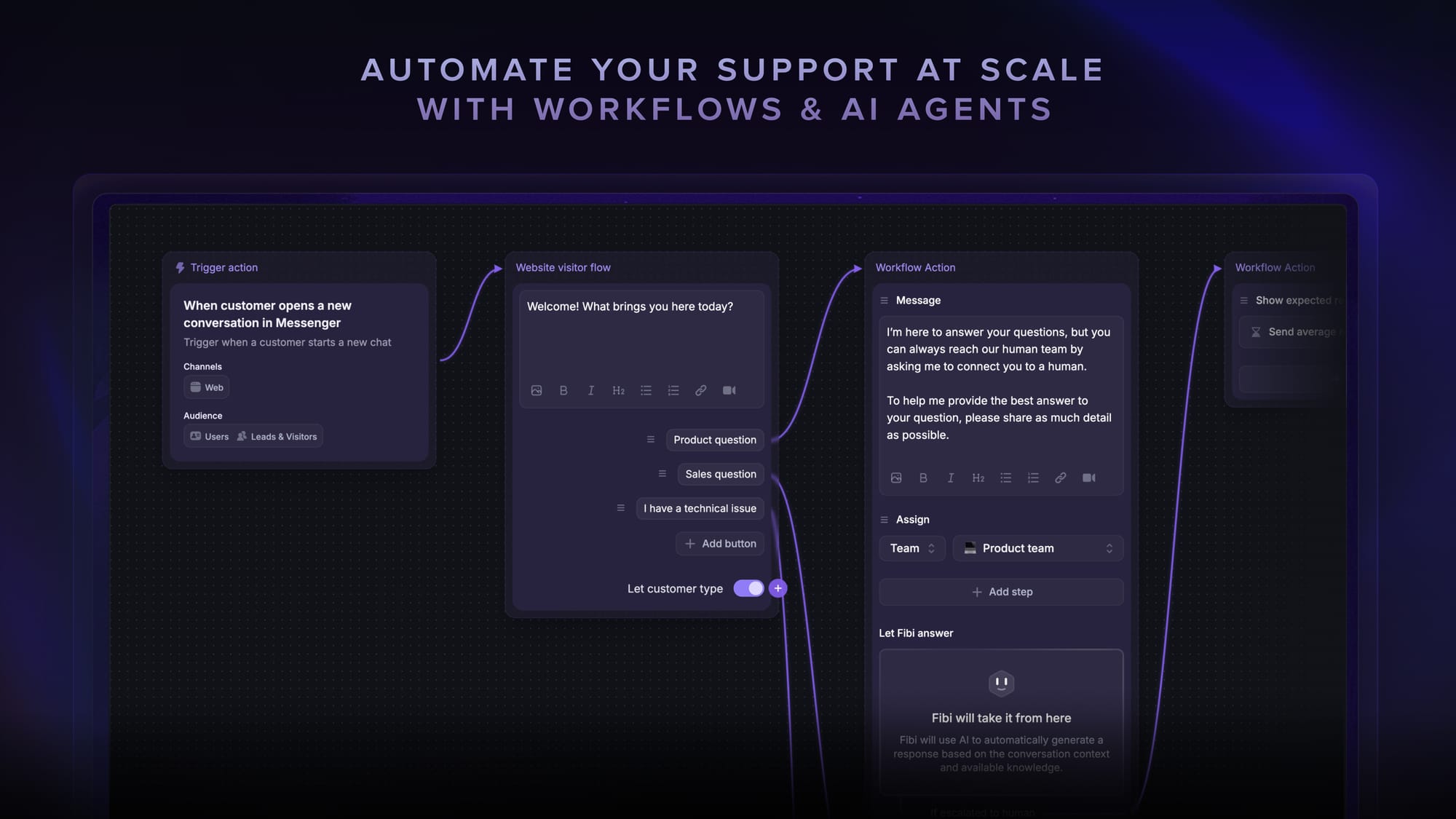 Workflows and AI automations in Featurebase.