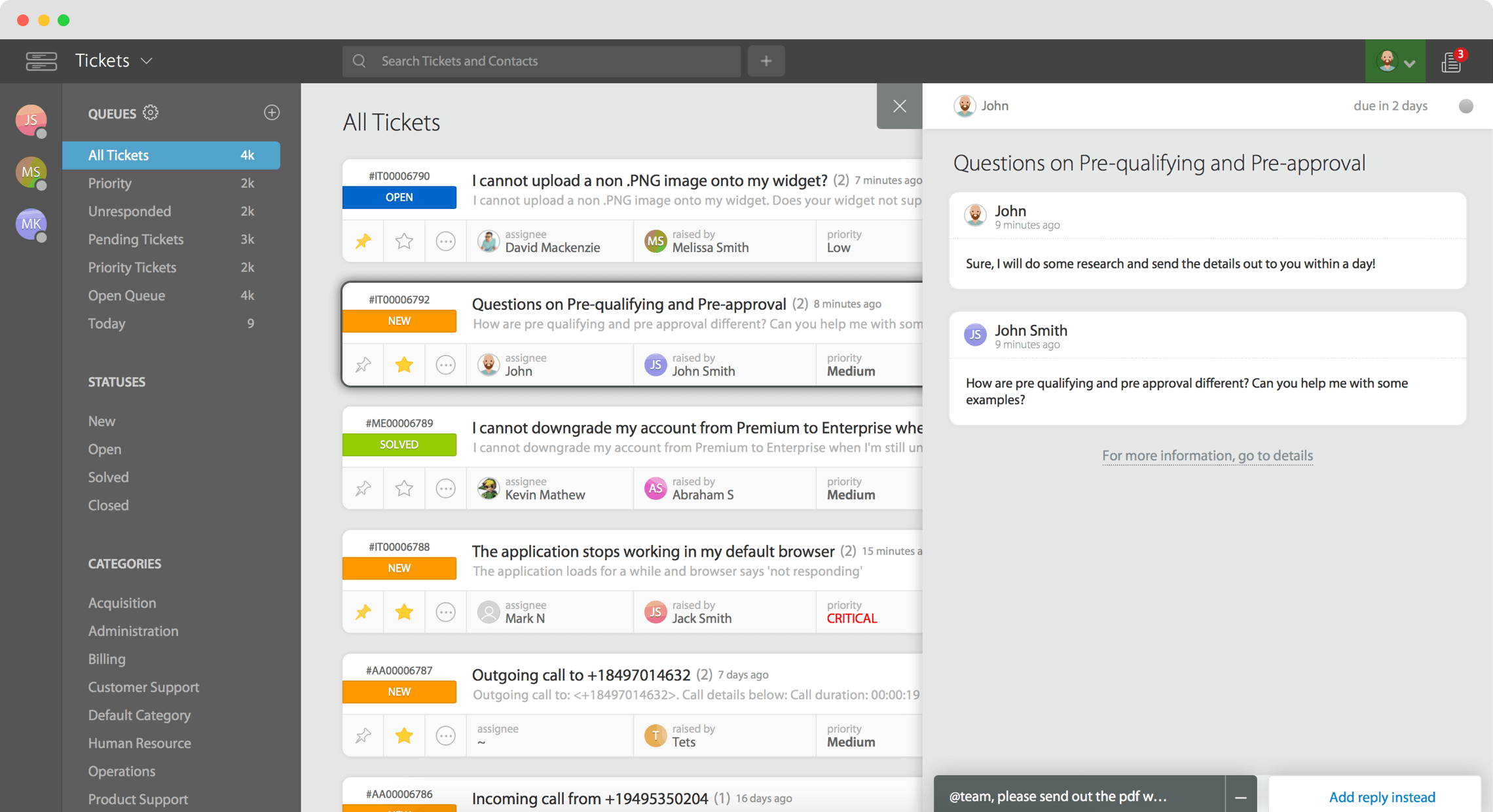 HappyFox support inbox.