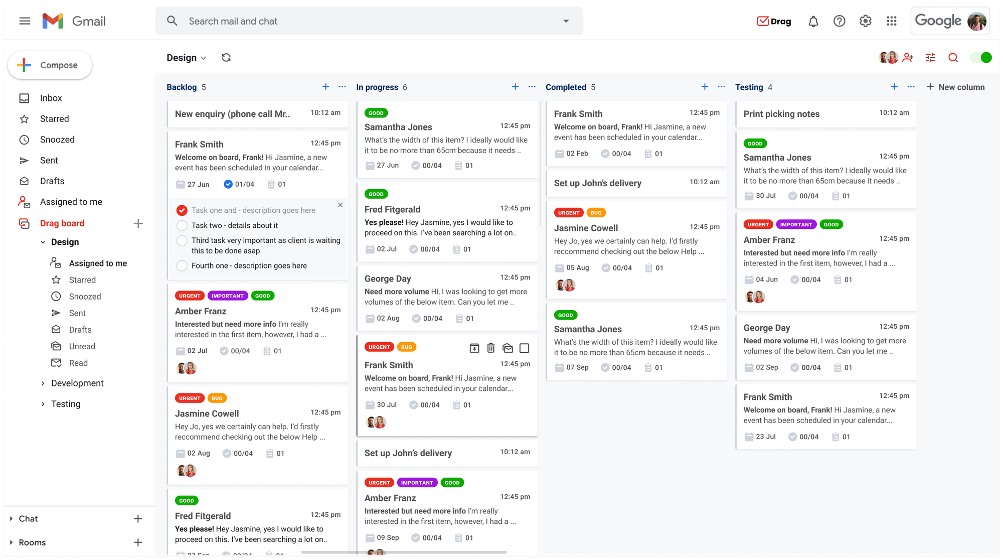 Drag shared email inbox.