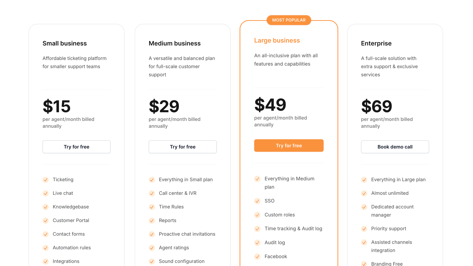 LiveAgent's official pricing page.